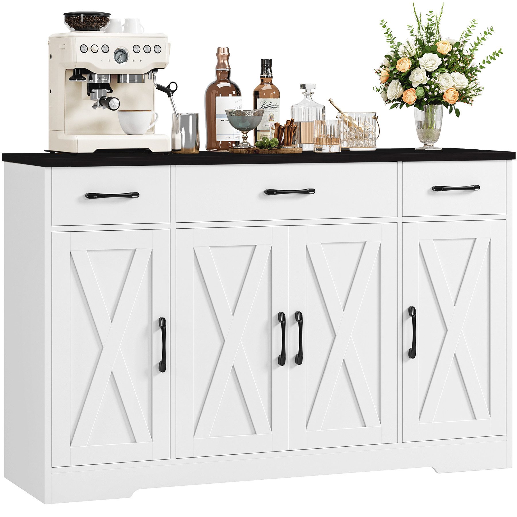 HOMECHO Sideboard, Küchenschrank 3 Schubladen 4 günstig online kaufen
