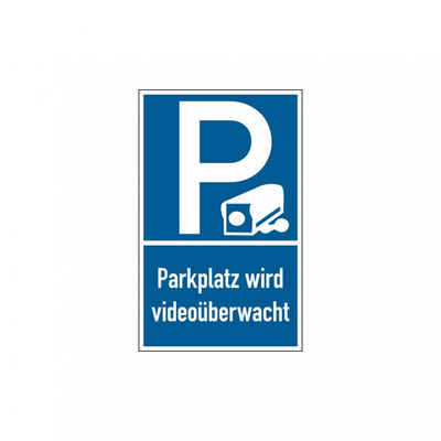 Dreifke Verkehrsschild Parkplatz, Parkplatz wird videoüberwacht, Alu geprägt, 400 x 250 mm