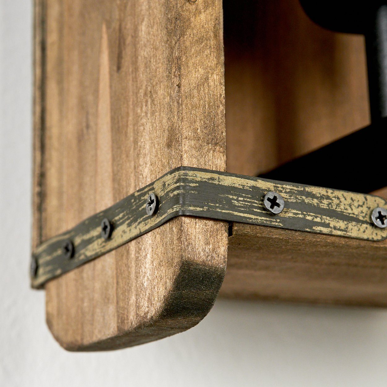 hofstein Wandleuchte »Atid« Vintage Wandlampe aus Metall/Holz in Schwarz/Natur, ohne Leuchtmittel, 1x E27, Wandspot im angesagten Retro Design aus Echtholz