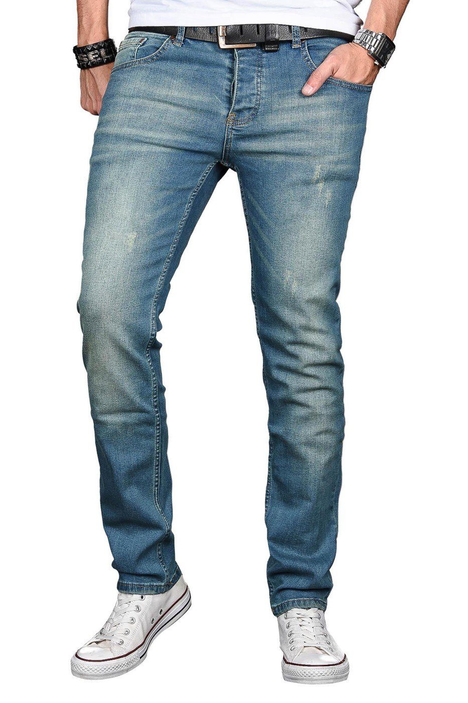Alessandro Salvarini Straight-Jeans ASLuca Stretch mit Elasthan blau