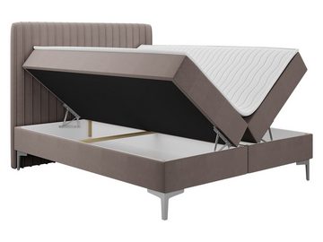 MIRJAN24 Boxspringbett Primo (mit zwei Bettkästen für die Bettwäsche), Verchromte Metallfüße, Härtegrad H3, Bonellfederkern