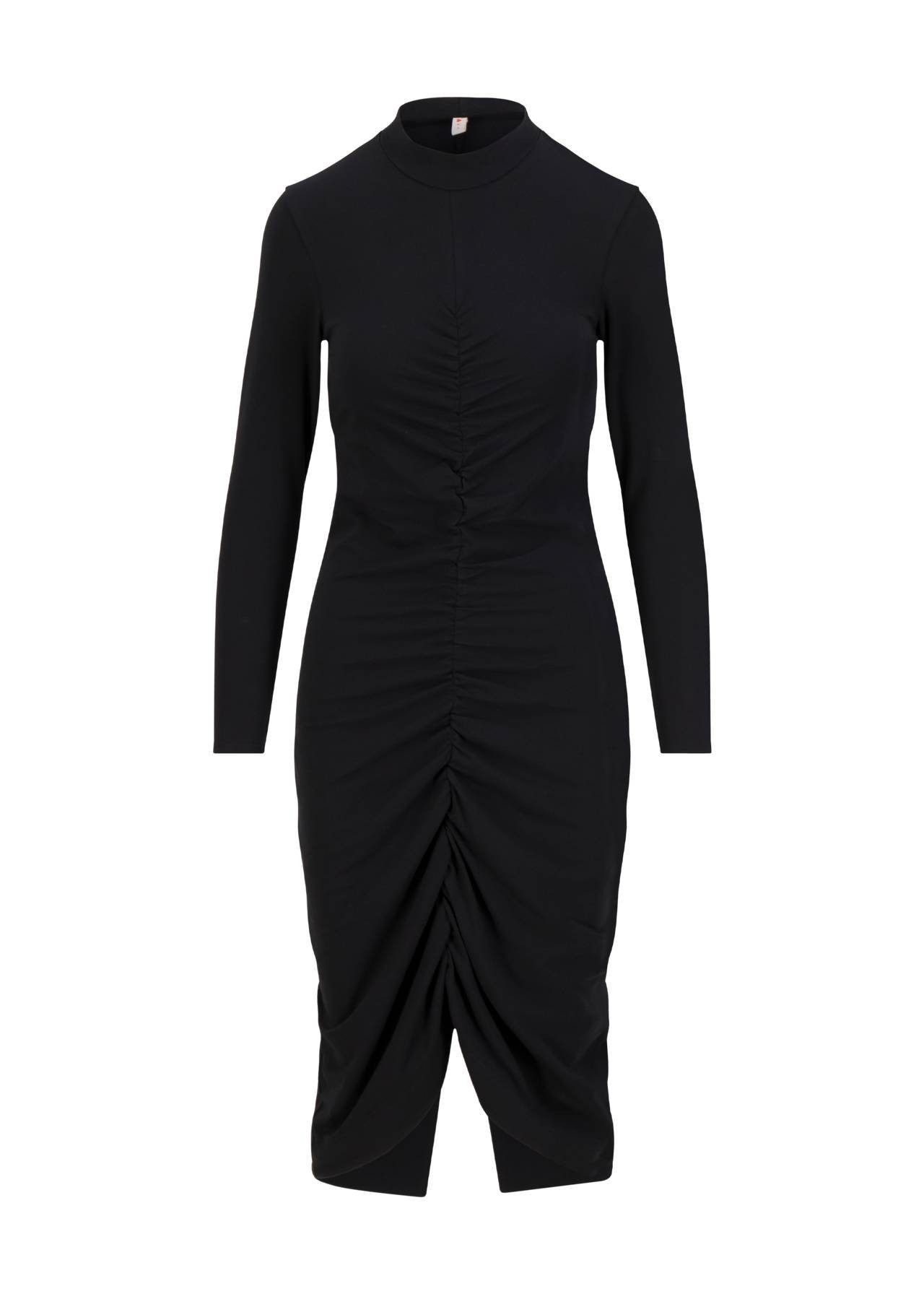 Blutsgeschwister Midikleid - Elegantes Jerseykleid mit Stehkragen und Raffungen für Damen - Curta Jerseykleid mit Stehkragen, Raffungen und gerader Rock-Silhouette