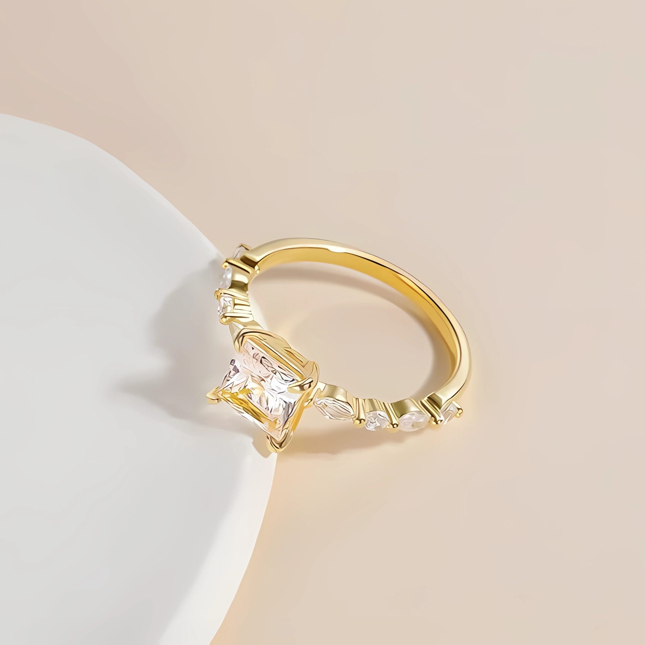 Jumpeak Diamantring Diamantring, 2ct Prinzessendiamantring, IGI Internationales Zertifikat, Labor-gezüchteter Diamant, e vs1 2ex, Verlobungsringe, Trauringe