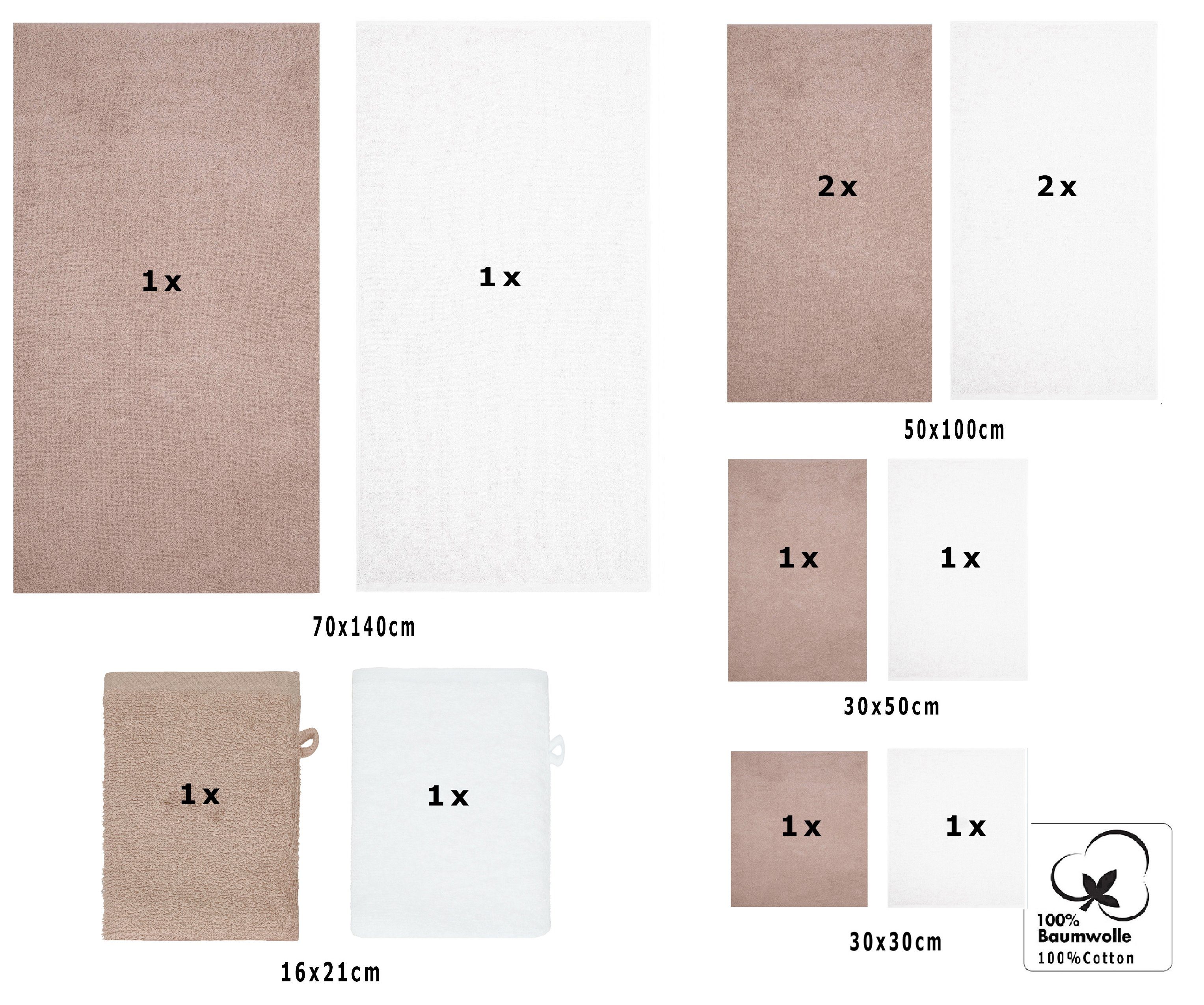 Betz Handtuch Set 12 TLG. Handtuch Set BERLIN Farbe Cappuccino - weiß, 100% Baumwolle (12 Teile, 12-St) – Bild 2 von 5