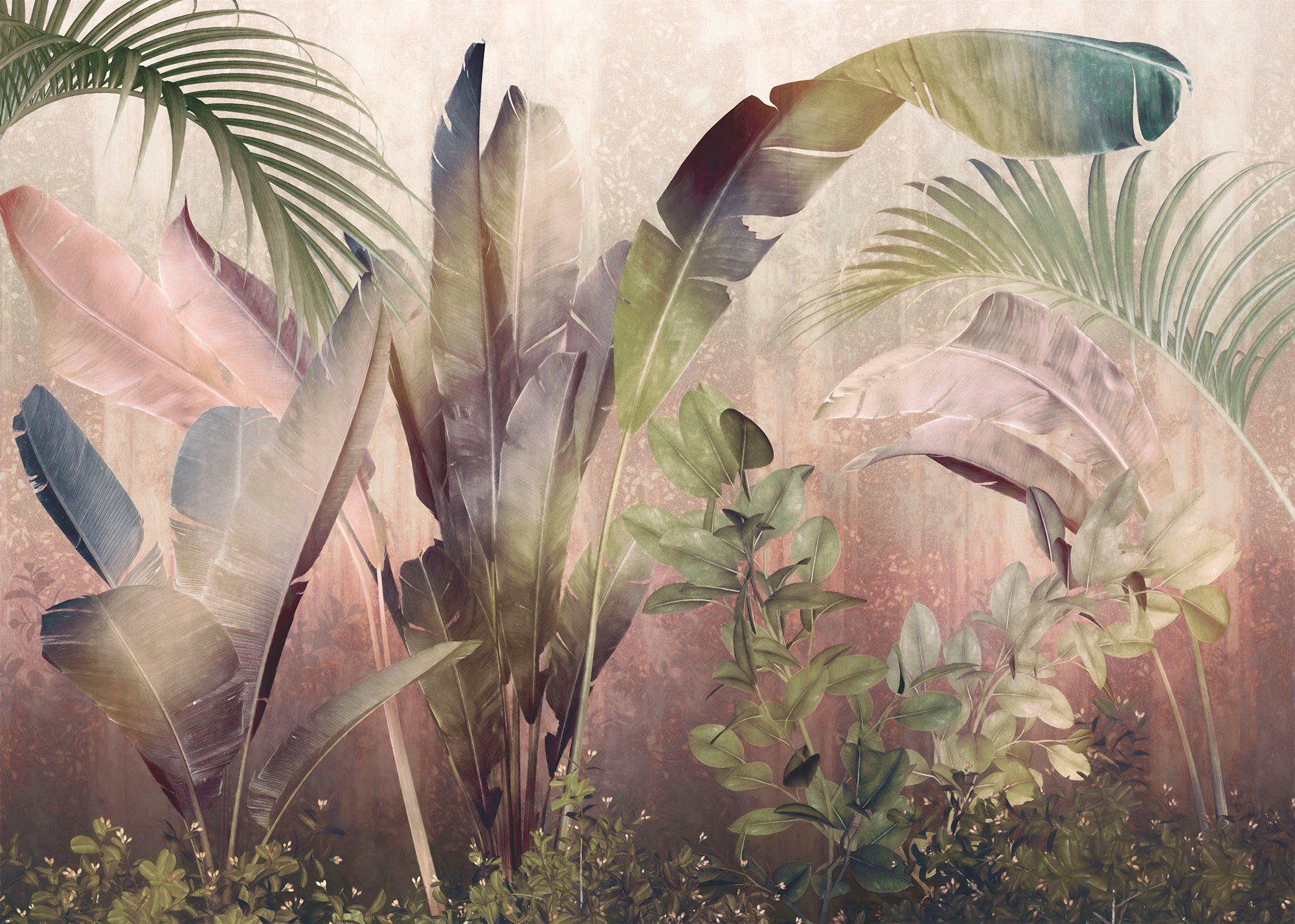 Komar Vliestapete Digitaldruck Vlies - Rainforest Mist - Größe 350 x 250 cm, glatt, bedruckt, (1 St), Wohnzimmer, Schlafzimmer