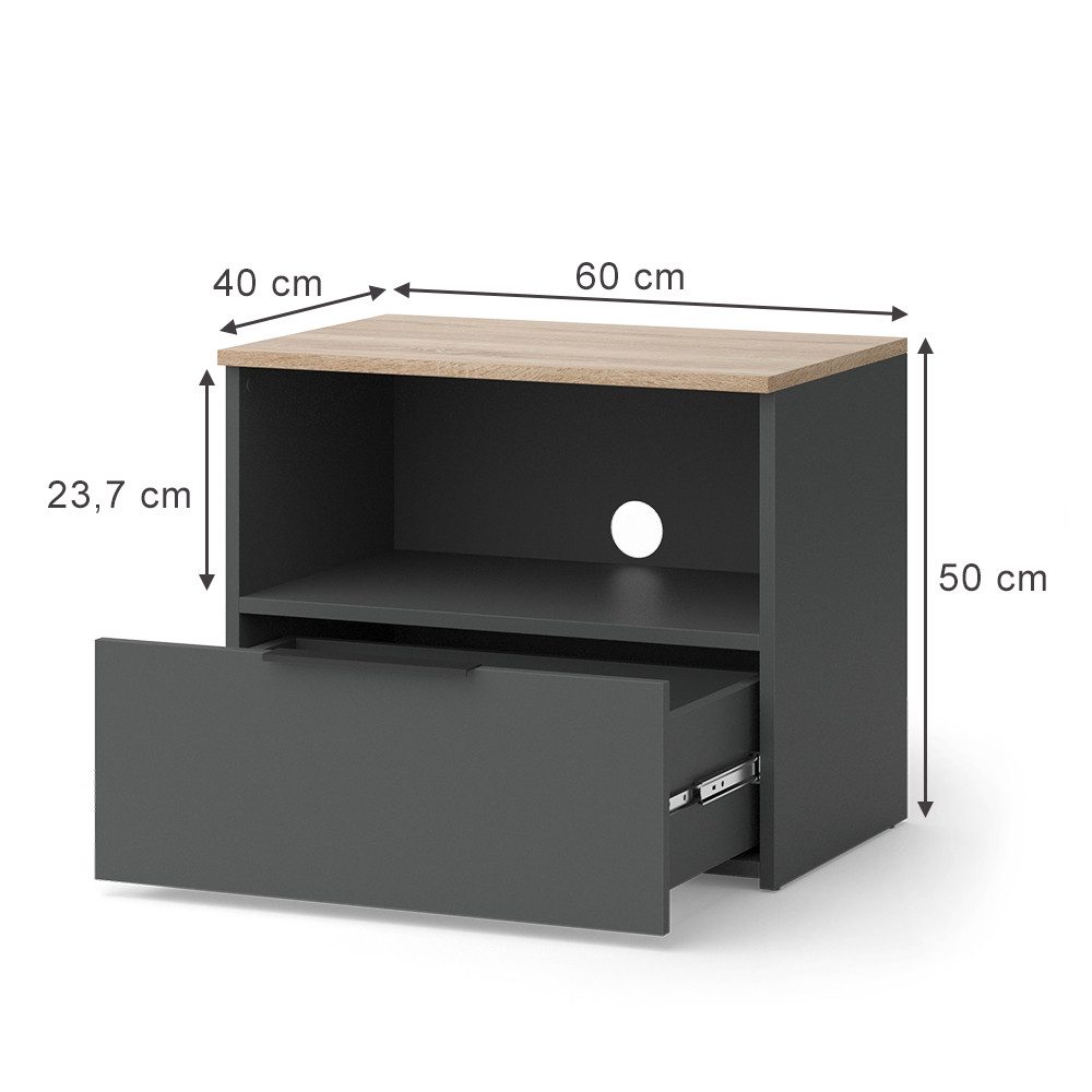Vicco Lowboard Wido, Anthrazit/Sonoma, 60 x günstig online kaufen