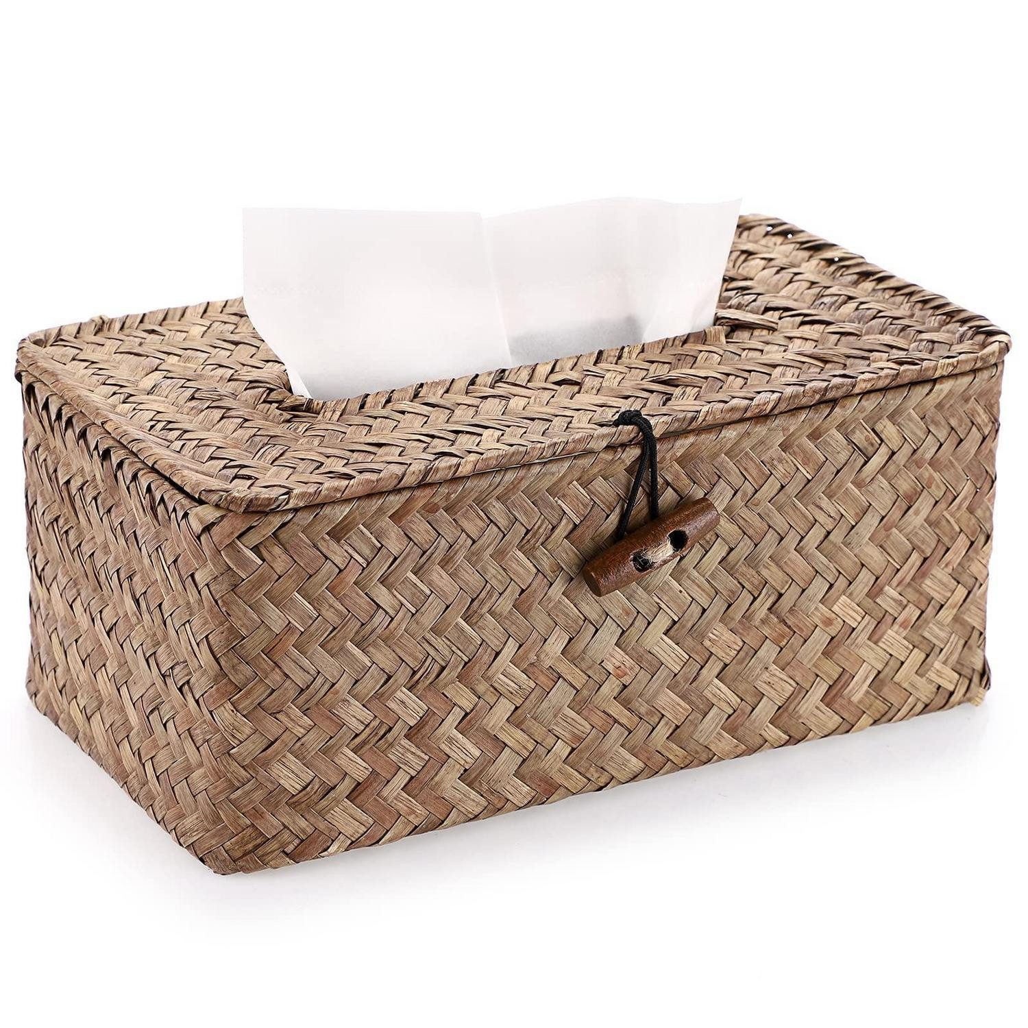 LuxusKollektion Papiertuchbox Kosmetiktuchbox Rattan naturfarben 25.5cm
