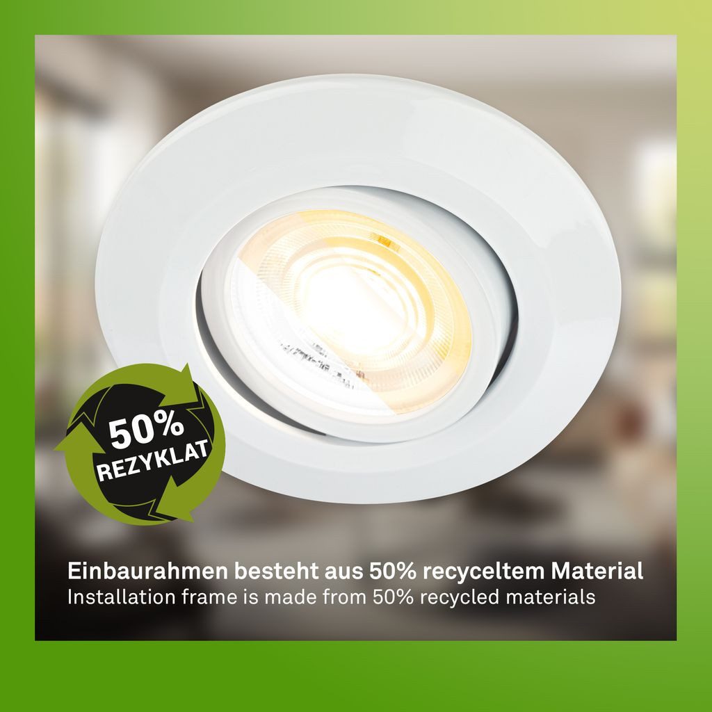 Briloner Leuchten LED Einbaustrahler 7587036, Dimmfunktion, LED fest integriert, 2700K - Extra-Warmweiß, LED Einbauleuchten 90x24mm Weiß je 4,9W Decke Wohnzimmer Schlafzimmer