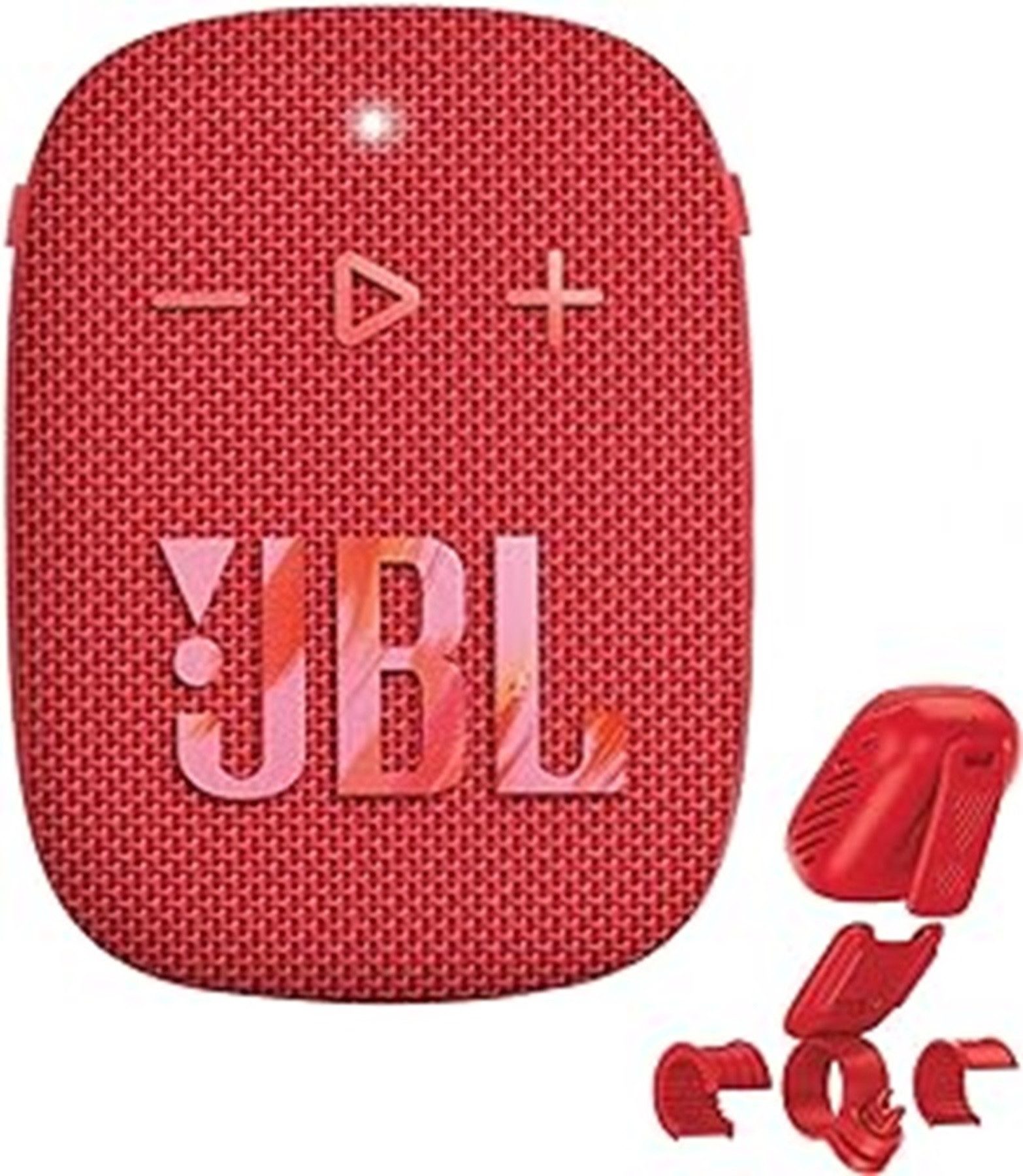 JBL Wind 3S Tragbarer Mini Bluetooth Lautsprecher rot Bluetooth-Lautsprecher (5 W, Wasserdicht mit Clip für Sport, Fahrrad und Roller - Bass Boost)