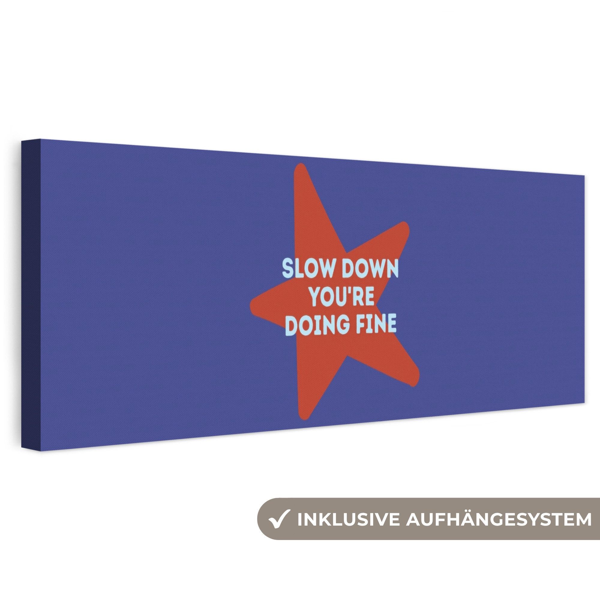 OneMillionCanvasses® Leinwandbild Panorama Langsam, du machst das gut - Star - Blue, Fotodruck (1 St), Wandbild, Deko Schlafzimmer Wohnzimmer Flur 60x20 cm