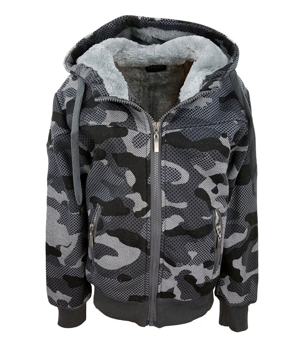 Fashion Boy Kapuzensweatjacke warme Jacke, Felljacke, Sweatjacke gefüttert mit Fell, JH809e