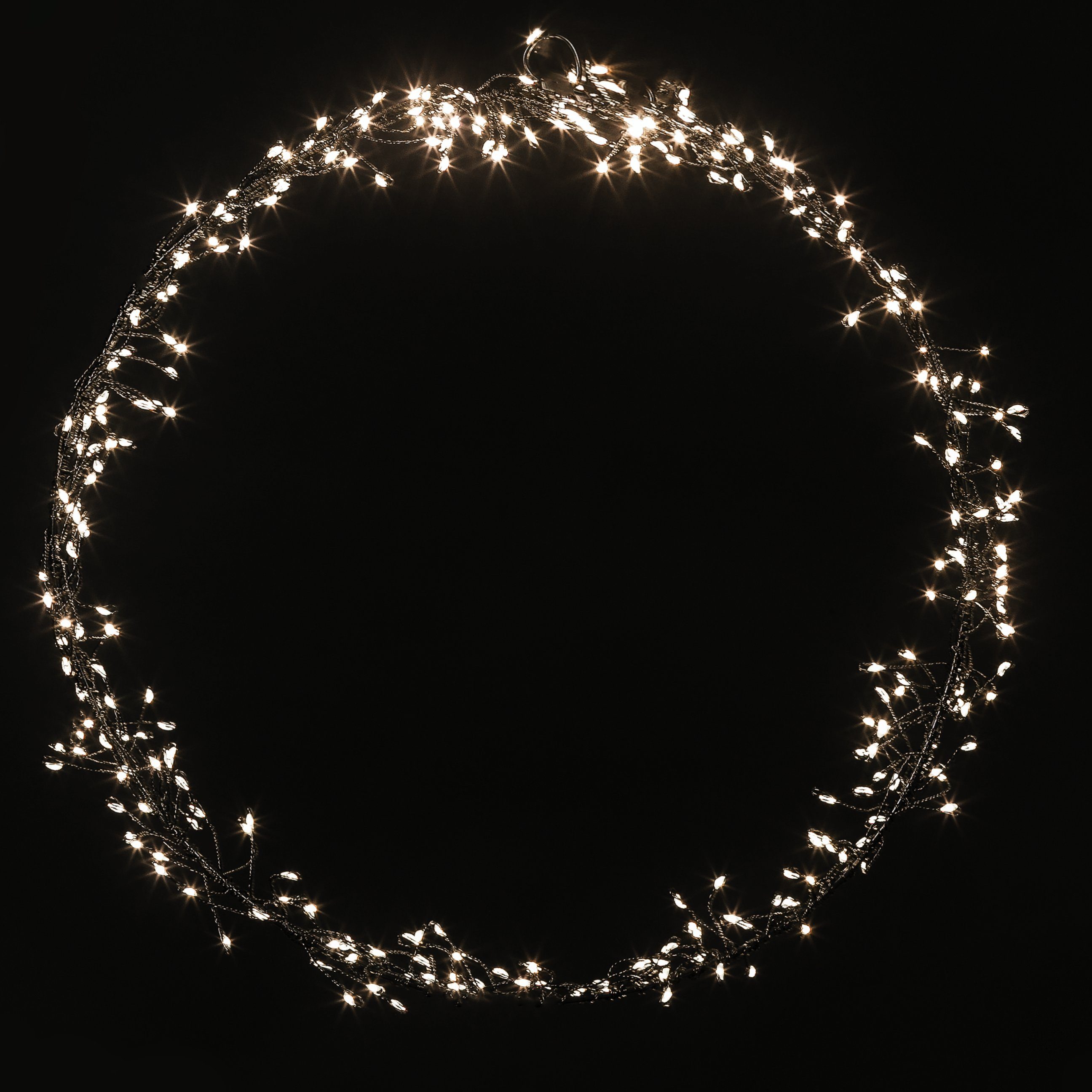 Dehner Lichterkette LED Kranz, 300 LEDs, warmweiß, Ø 35 cm, schwarz, weihnachtliche Fensterdekoration, Indoor und Outdoor geeignet