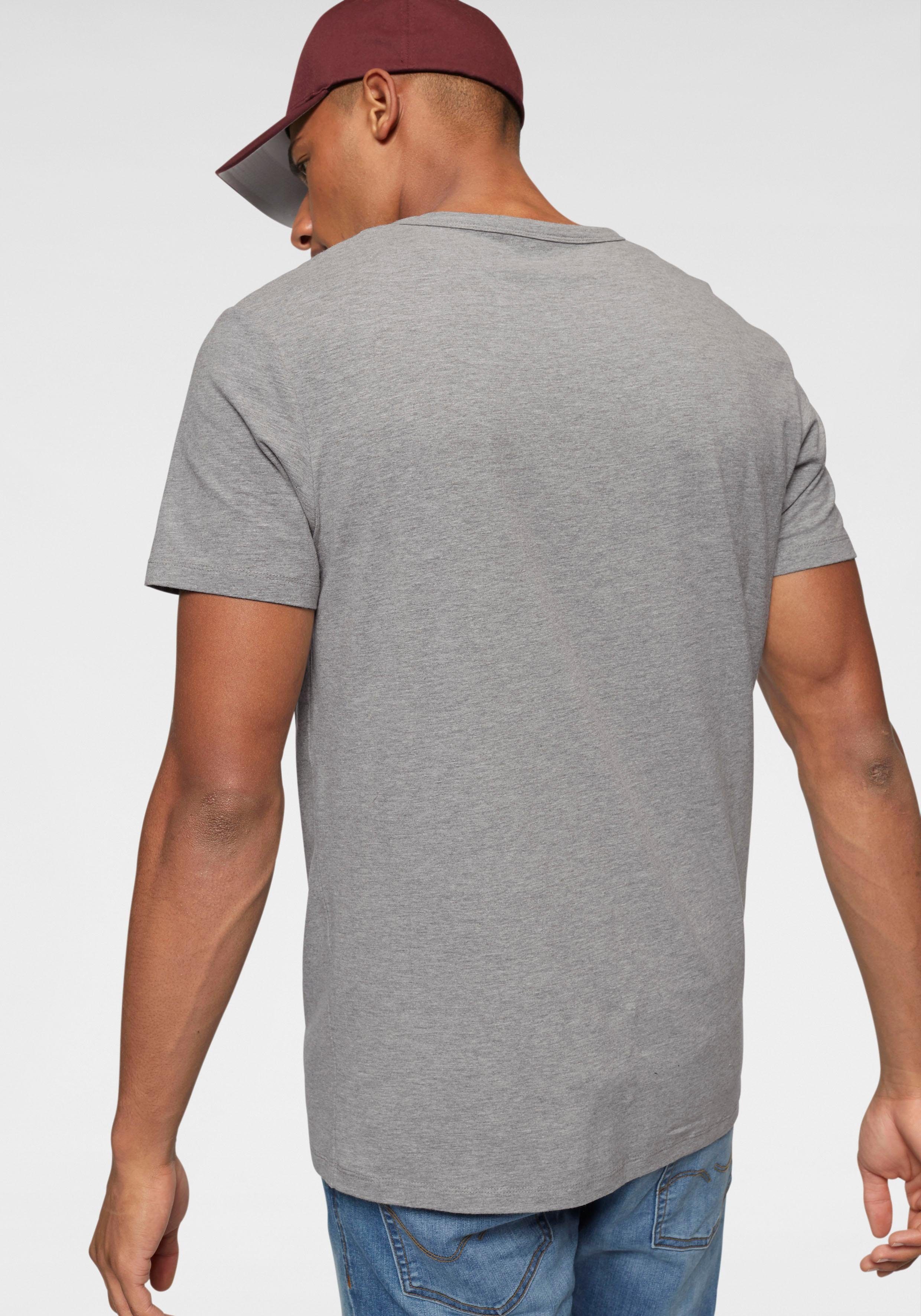 BASIC SLIM- Light Grey Melange mit Jack V-Ausschnitt V-NECK T-Shirt TEE Jones FIT &