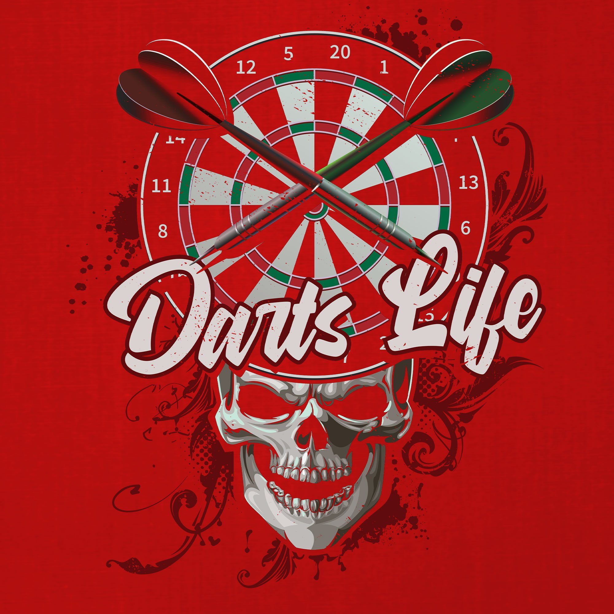 - Kurzarmshirt Quattro Dartpfeil Darts Rot Dart Life Herren (1-tlg) T-Shirt Dartspieler Dartscheibe Formatee