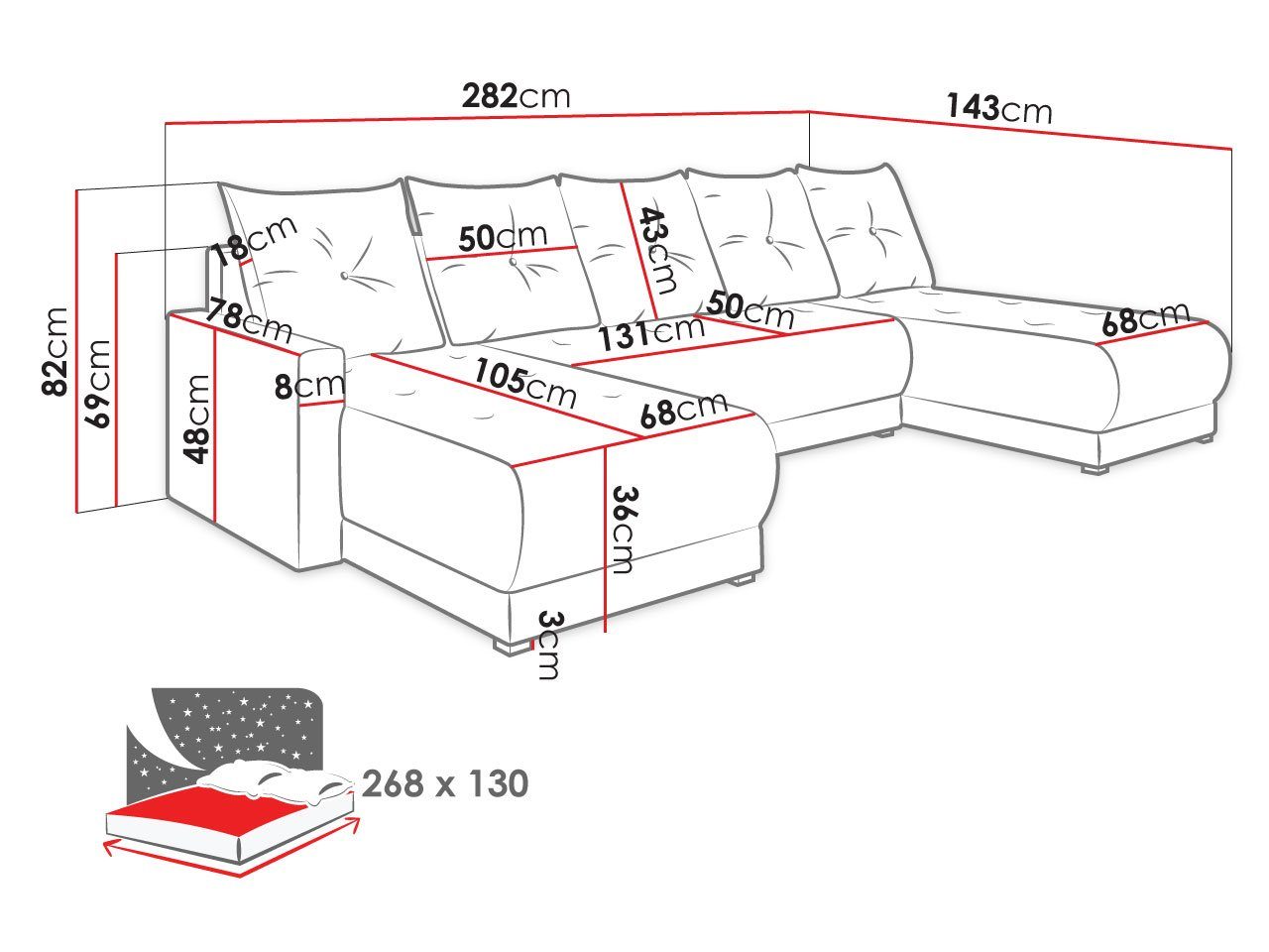 Insygnia 5 + MIRJAN24 und Symmetrisches Schlaffunktion, Lux U, 14 Lux Sitzer Bettkasten Wohnlandschaft mit 23 Ecksofa