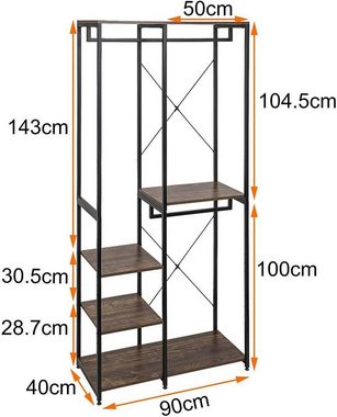 EUGAD Kleiderständer, (1 St), Garderobenständer mit 7 Ablagen Holz Stahl