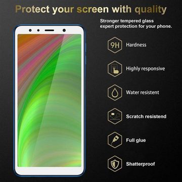 Cadorabo Schutzfolie Samsung Galaxy A7 2018, (1-St), Vollbild Schutzglas Panzer Folie (Tempered) Display-Schutzglas
