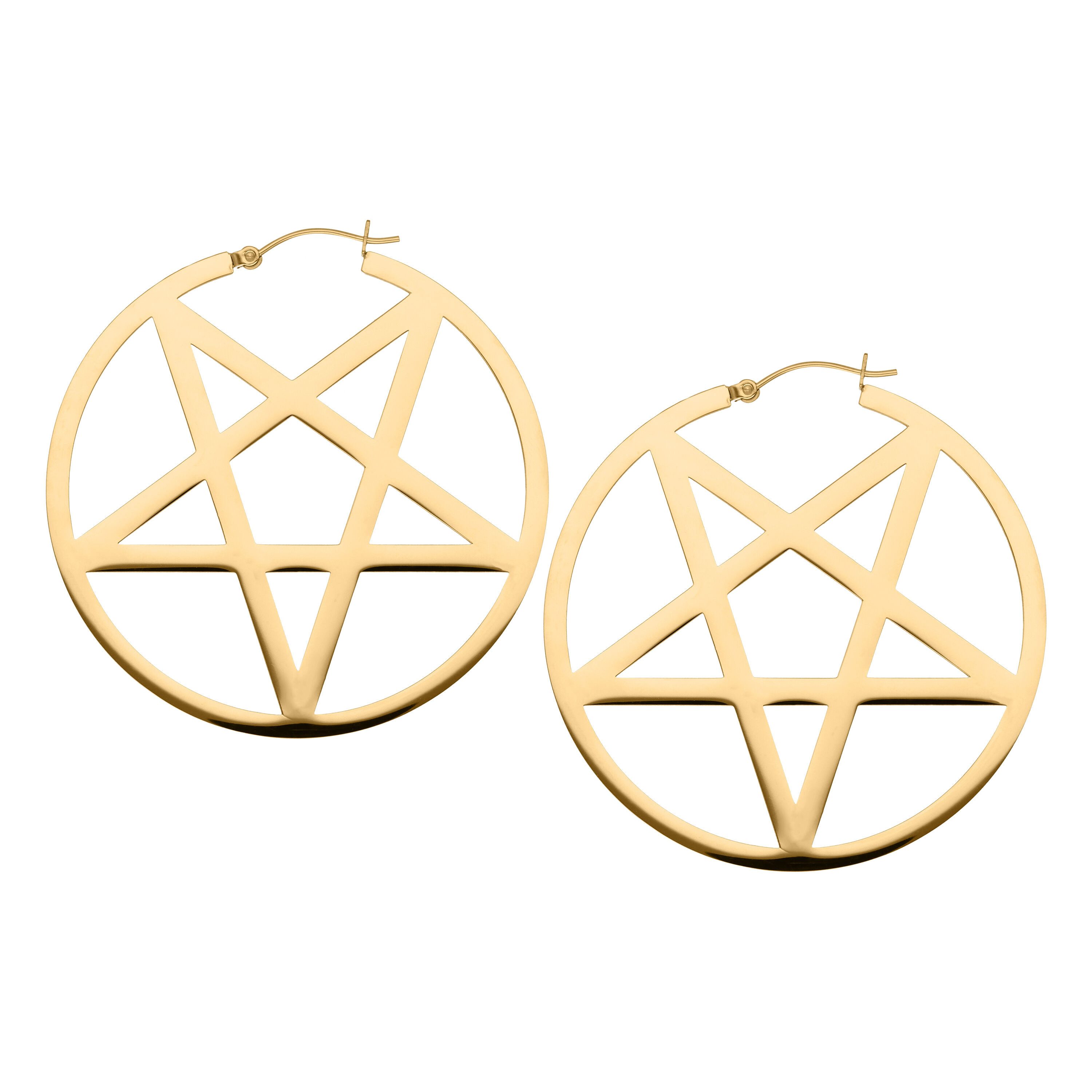Paar Ohrhänger Pentagram Hoops