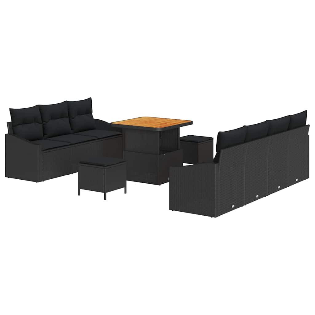 vidaXL Loungesofa Garten-Sofa-Set 10 stk. 9-Sitzanzahl Schwarz, 10 Teile