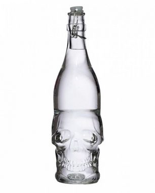 Horror-Shop Dekofigur Klare Totenkopf Wasserflasche mit Bügelverschluss