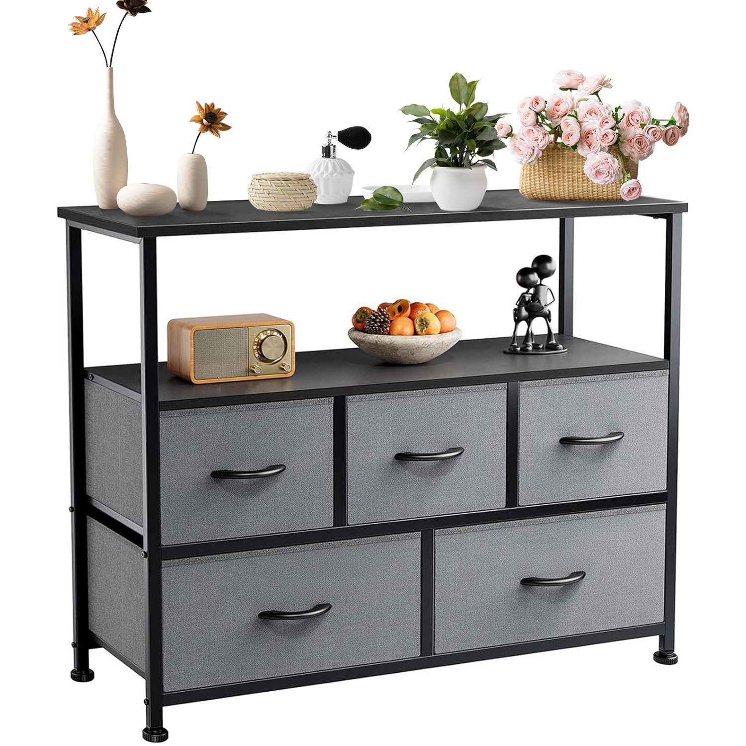 DUMOS Stauraumschrank Kommode mit Stoffschubladen, Stoffkommode für Schlafzimmer Geeignet Schubladenschränke