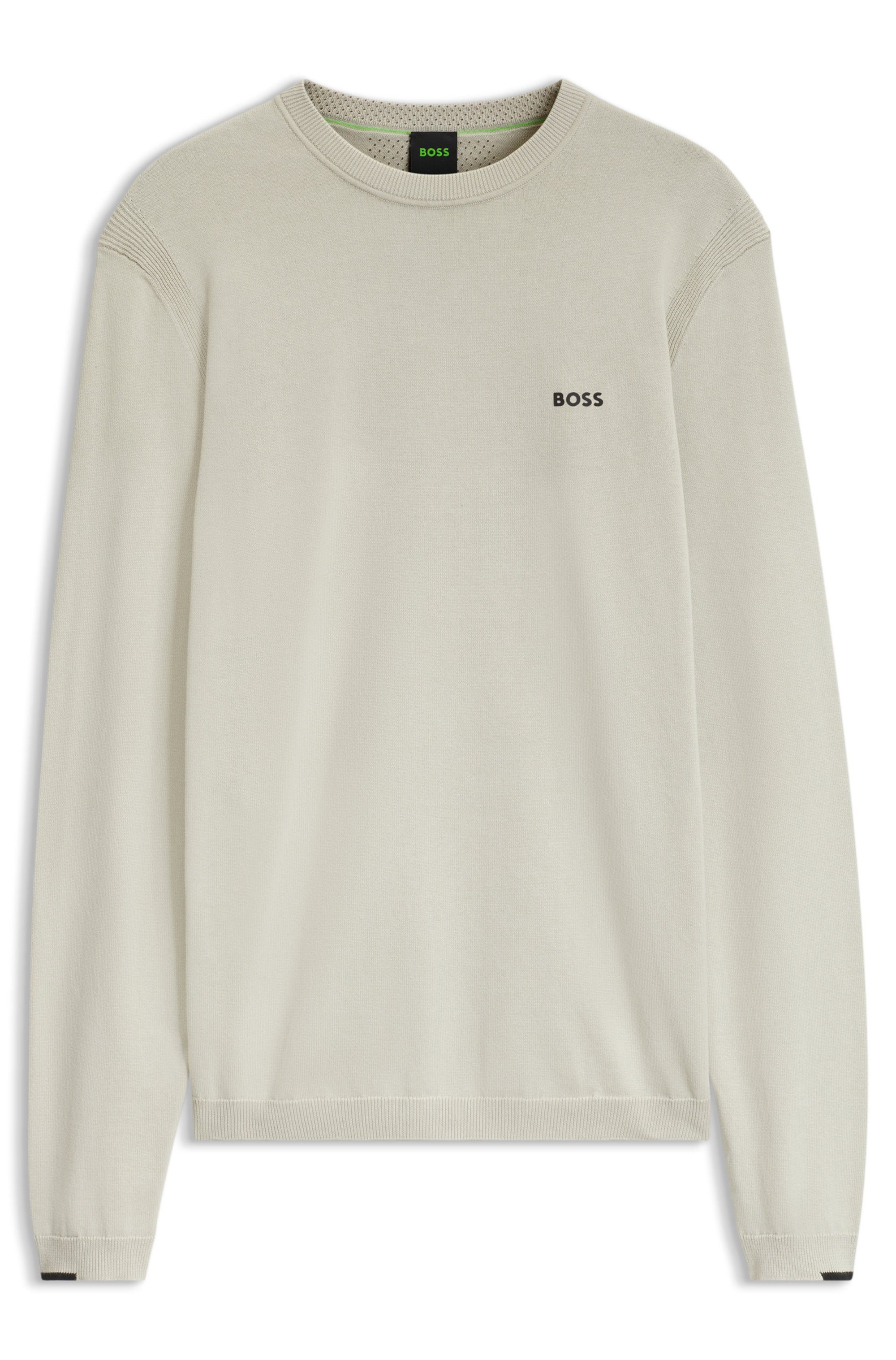 BOSS GREEN Strickpullover Rundhalsausschnitt, Regular Fit, Logo-Print