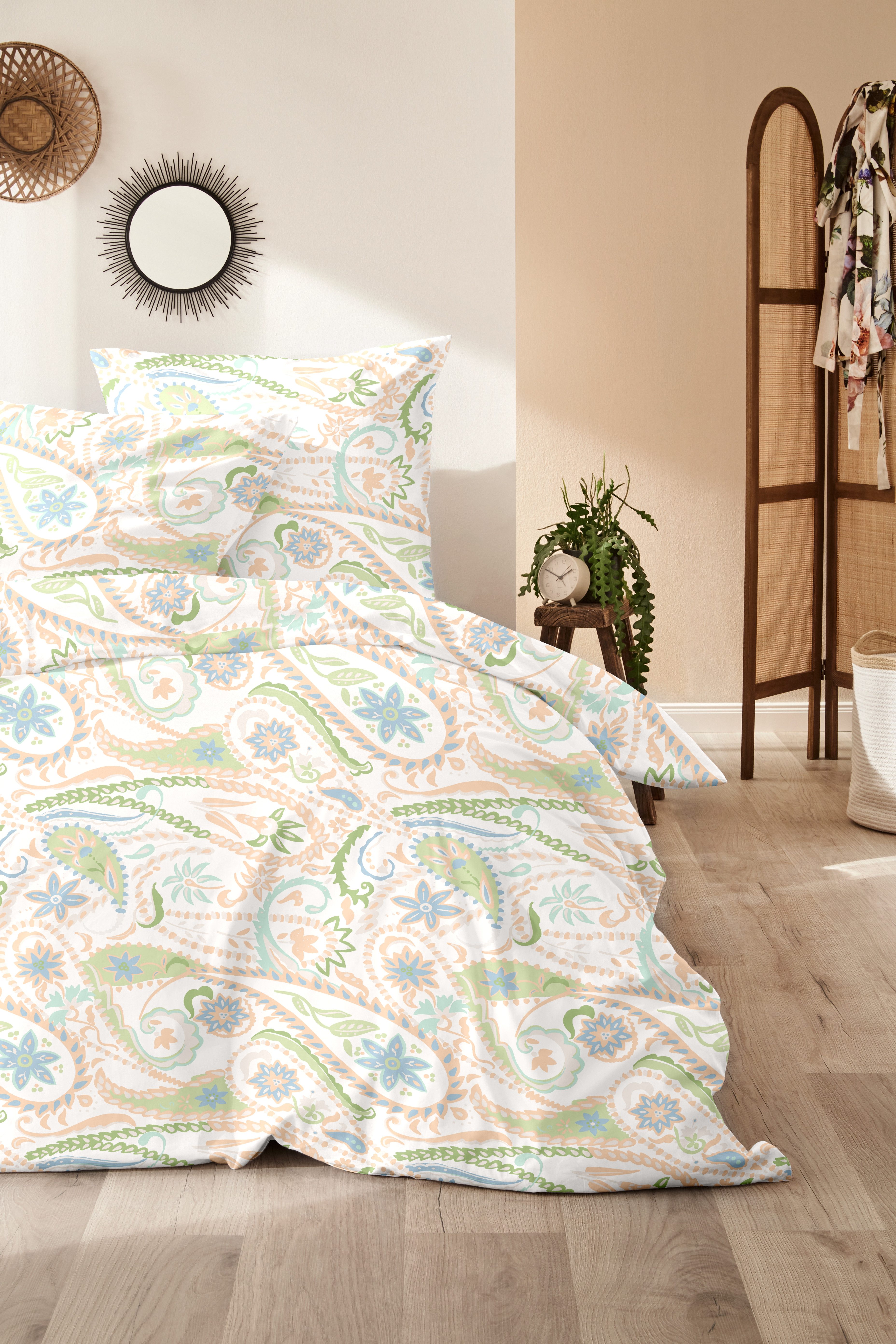 Primera Bettwäsche Mako-Satin-Bettwäsche Pastel Paisley, Mako-Satin, günstig online kaufen