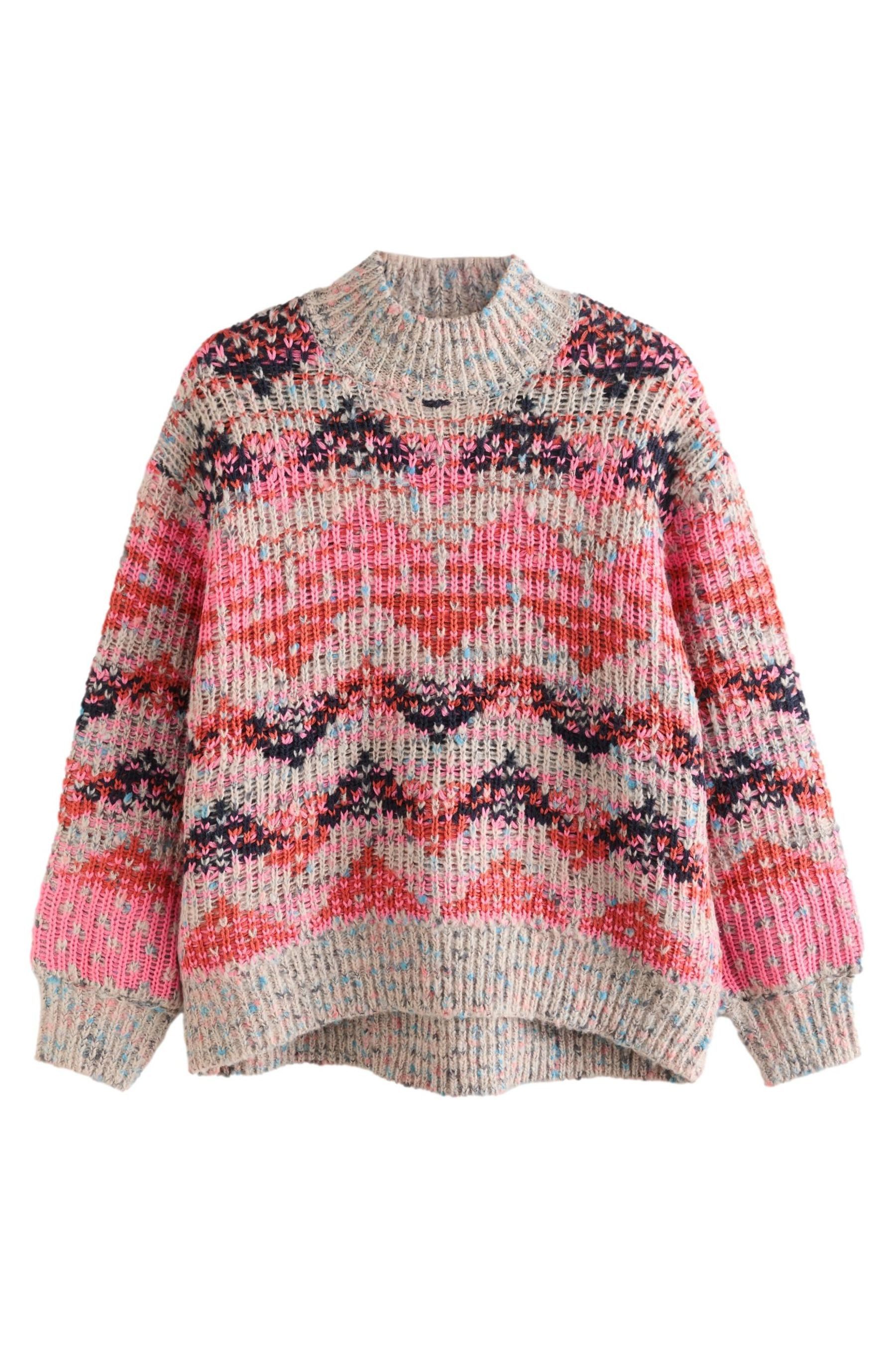 Stehkragenpullover Hochgeschlossener Strickpullover mit Streifen