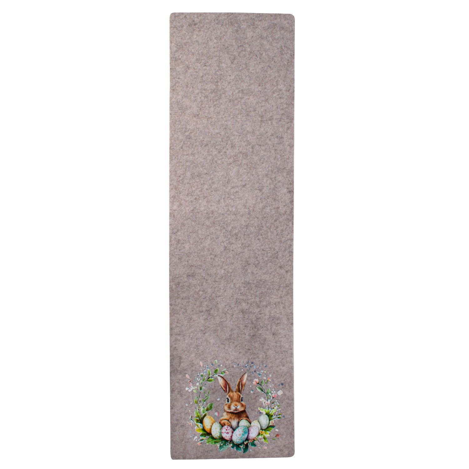 Mel-O-Design Tischläufer mit Hasenmotiv Osterdeko aus Deko Filz (Tischdecke, L: ca. 99 cm), Osterdekoration Hase Ostereier Tischdekoration