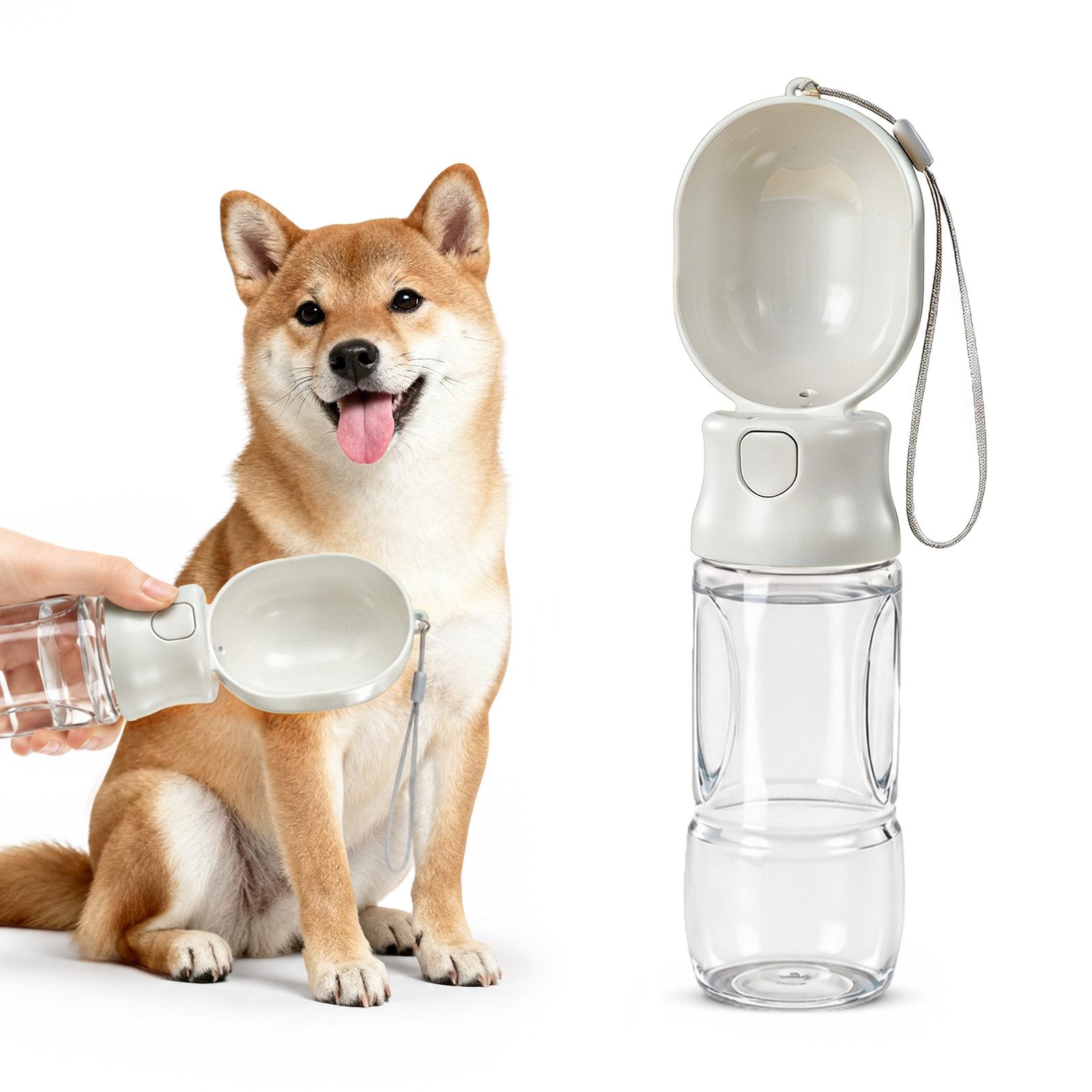 DAITORE Tier-Wasserspender Wasserspender 500ml auslaufsicher Auslaufsicher für unterwegs, Für Hunde und Katzen mit Tragegurt, leicht & hygienisch von DAITORE