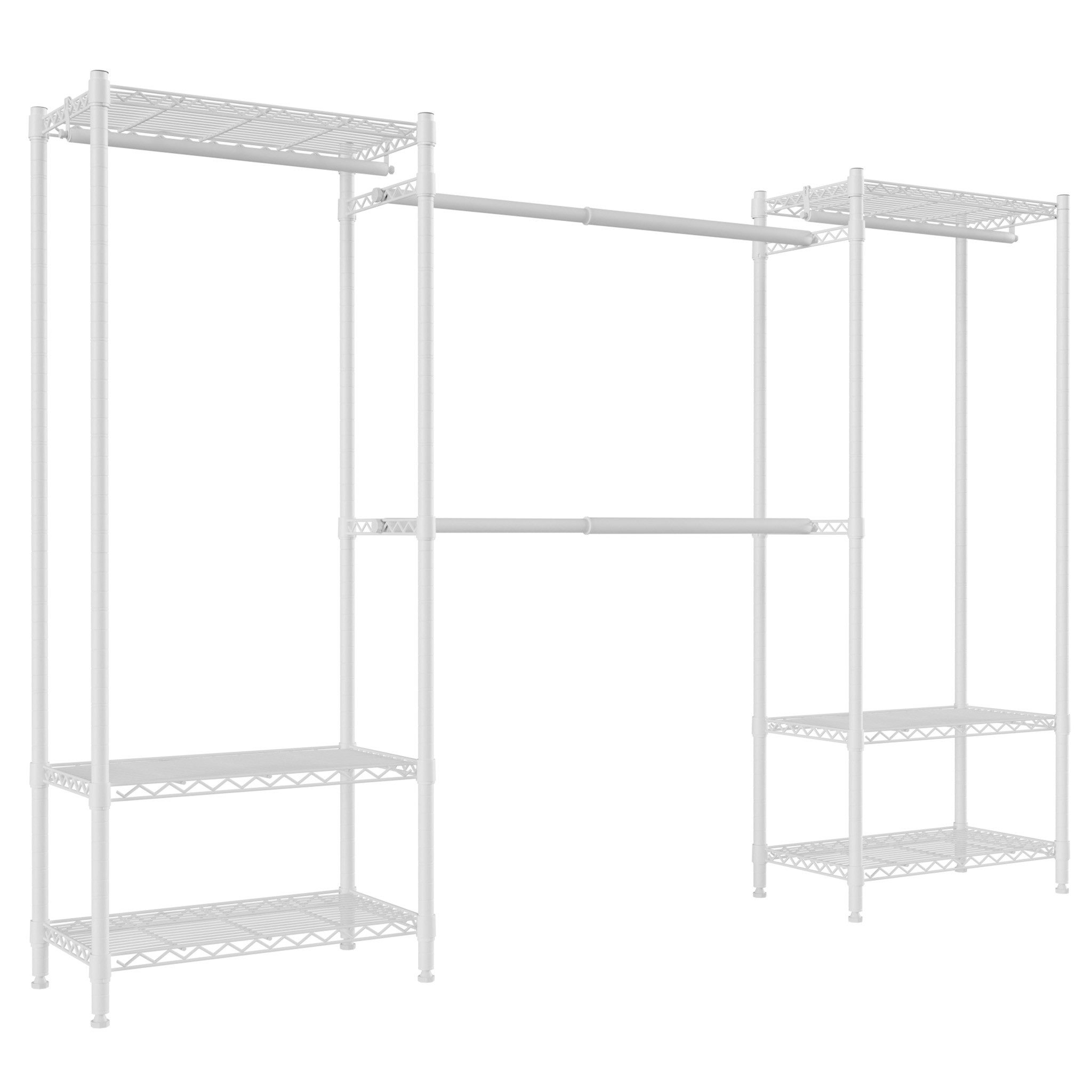 Mondeer Kleiderschrank Garderobenständer (40 x ( 183-234.5) x 180 cm) mit Teleskopstangen, 6 Ablagen, 4 Kleiderstangen