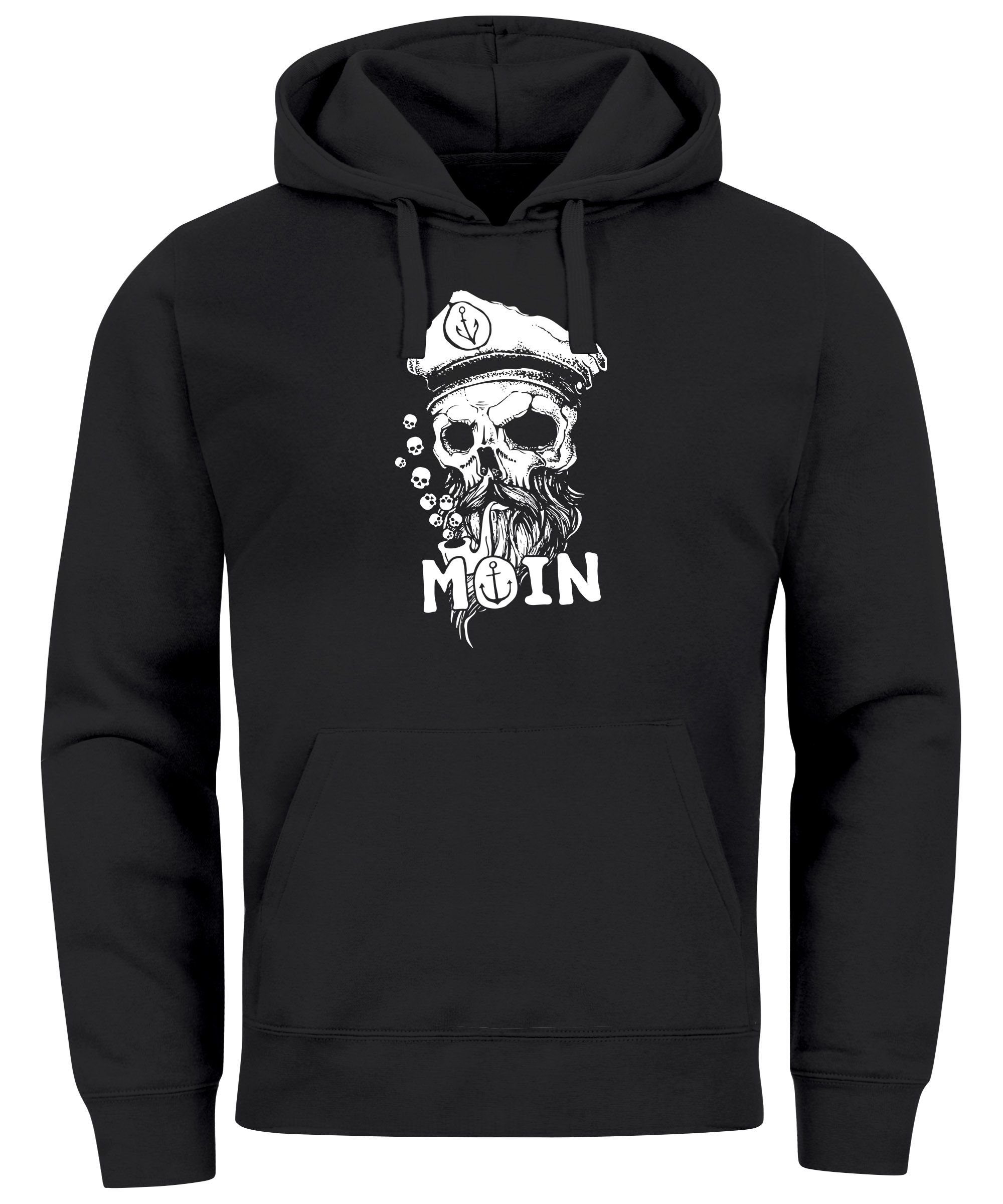Neverless Hoodie Hoodie Herren Moin Kapitän Totenkopf Anker Bart Hamburg Print Männer