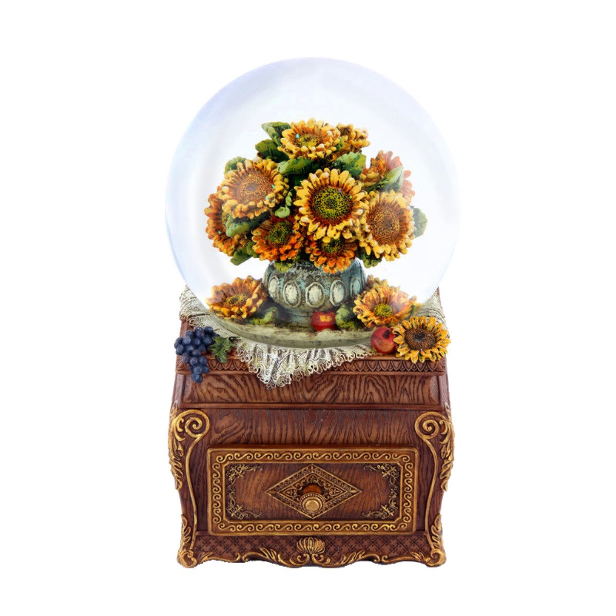 Musicboxworld Spieluhr Die Glitzerkugel (120 mm) „Sunflowers“