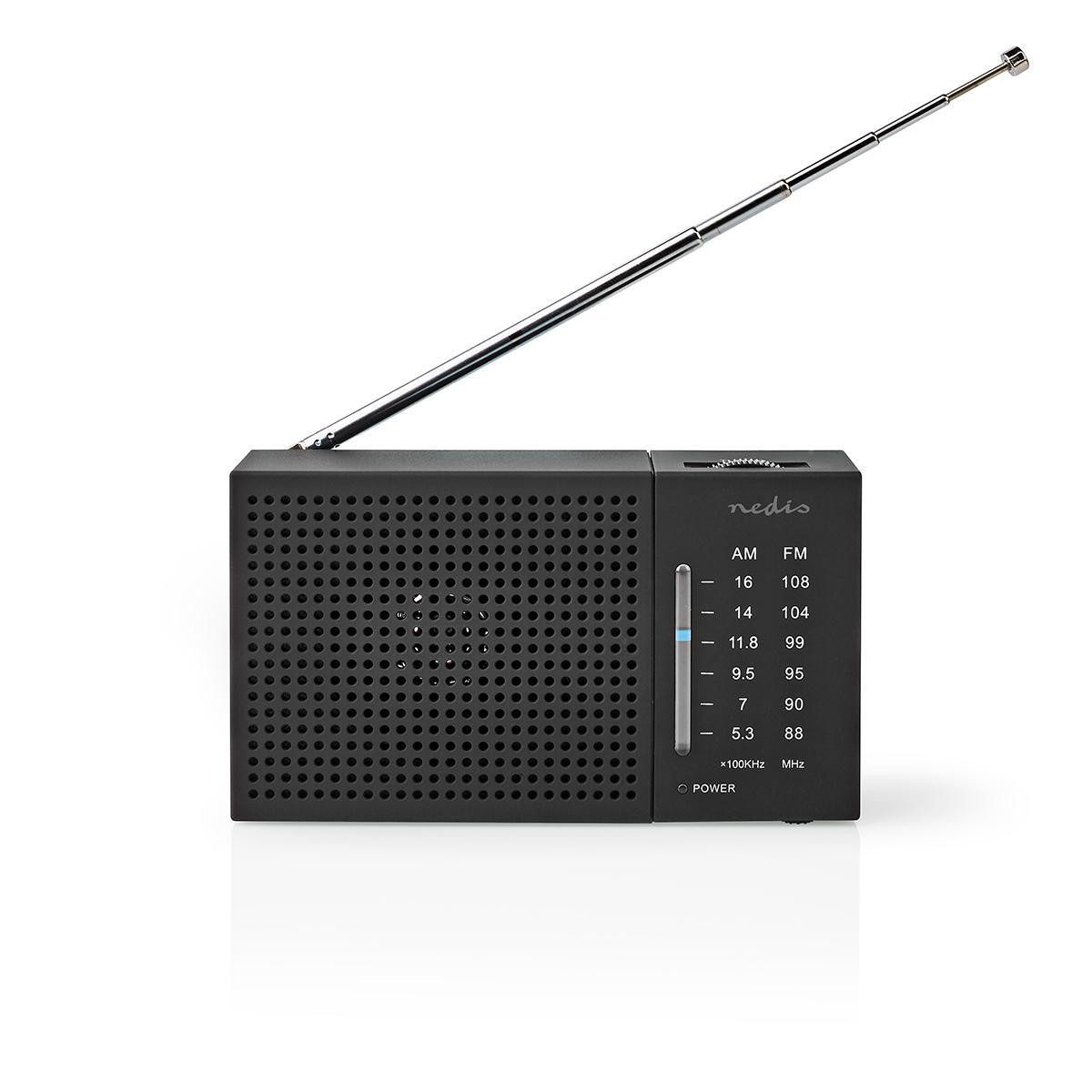 Nedis RDFM1200BK Radio (FM Radio, 0.5 W, AM/FM-Radioempfang, analoge Abstimmung, Kopfhörerwiedergabe)