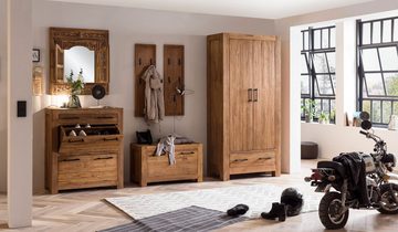 dynamic24 Garderobenschrank Garderobenschrank BANDA Teak natur