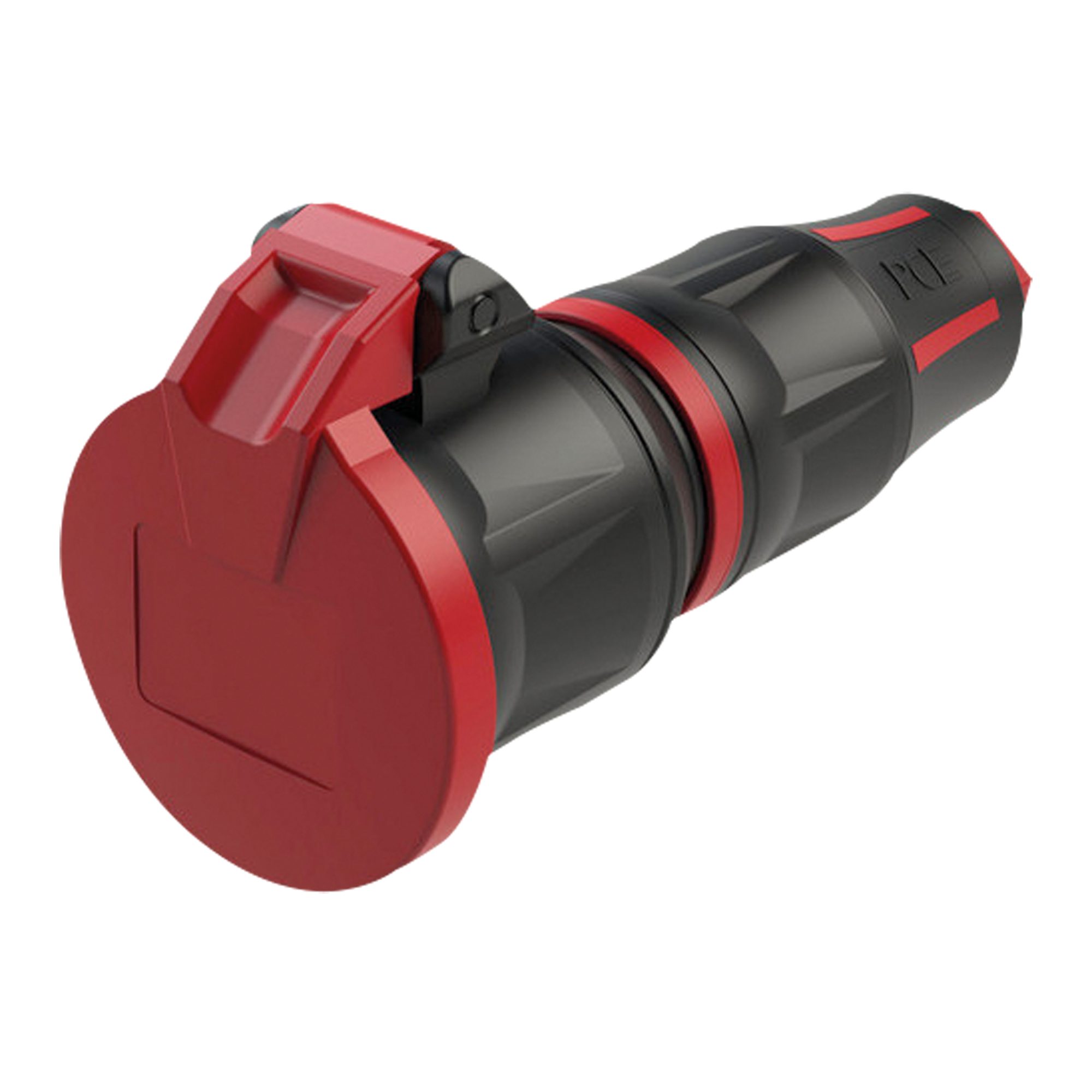 PCE Schuko-Stecker PCE Rubber Schuko Connector Female Rot