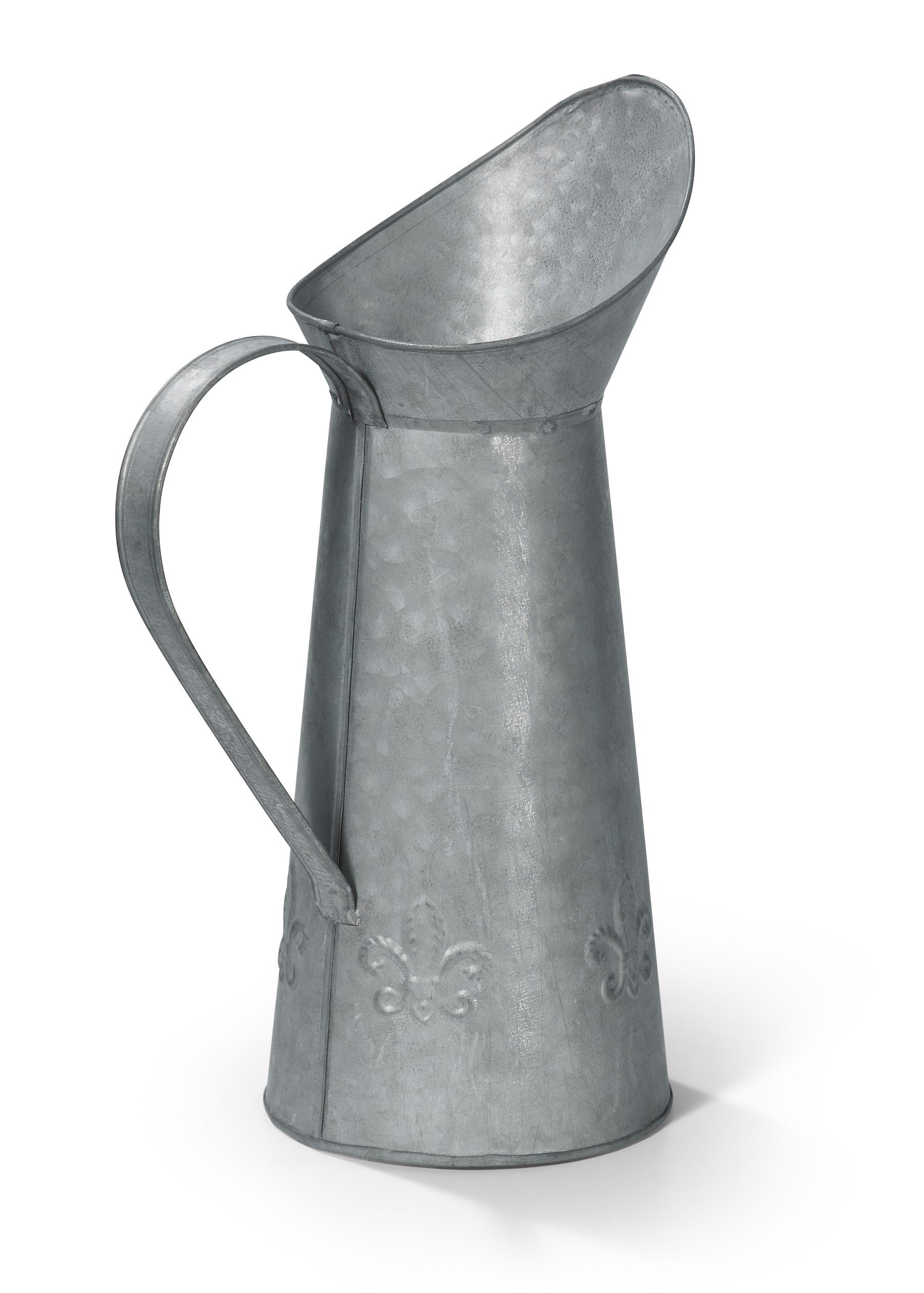Moritz Blumentopf Metallkanne Zinkkrug silber zink IO-13-LG, Krug Zink Vase Dekokanne Metall Landhausstil Shabby