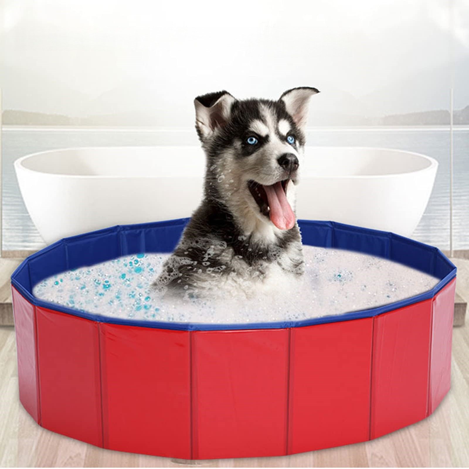 FOUORTUNATE-BEE Hundepool Faltbarer Hunde Pool rutschfest Planschbecken für Hunde und Katzen, Ideal zum Baden Spielen Abkühlen im Garten auf Reisen und Camping