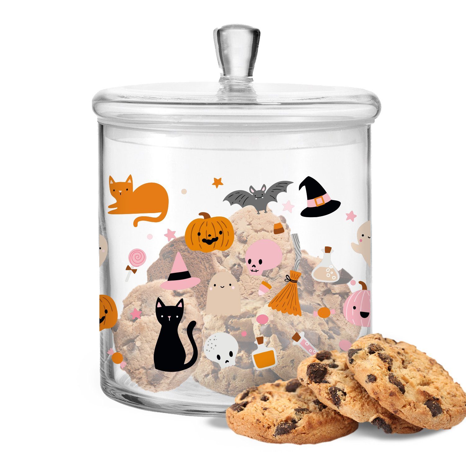 GRAVURZEILE Keksdose mit Design, Halloween Glas, Sweet (Kein UV-Druck - Set)