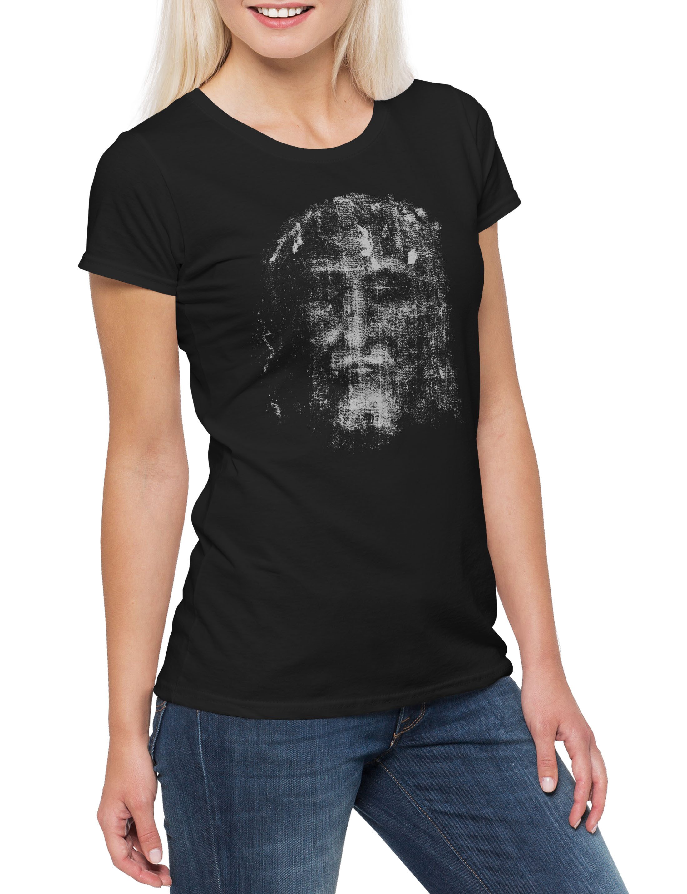 Print-Shirt Shroud Of Turin Damen T-Shirt Tuch Holy Jesus Christus Christ Maria