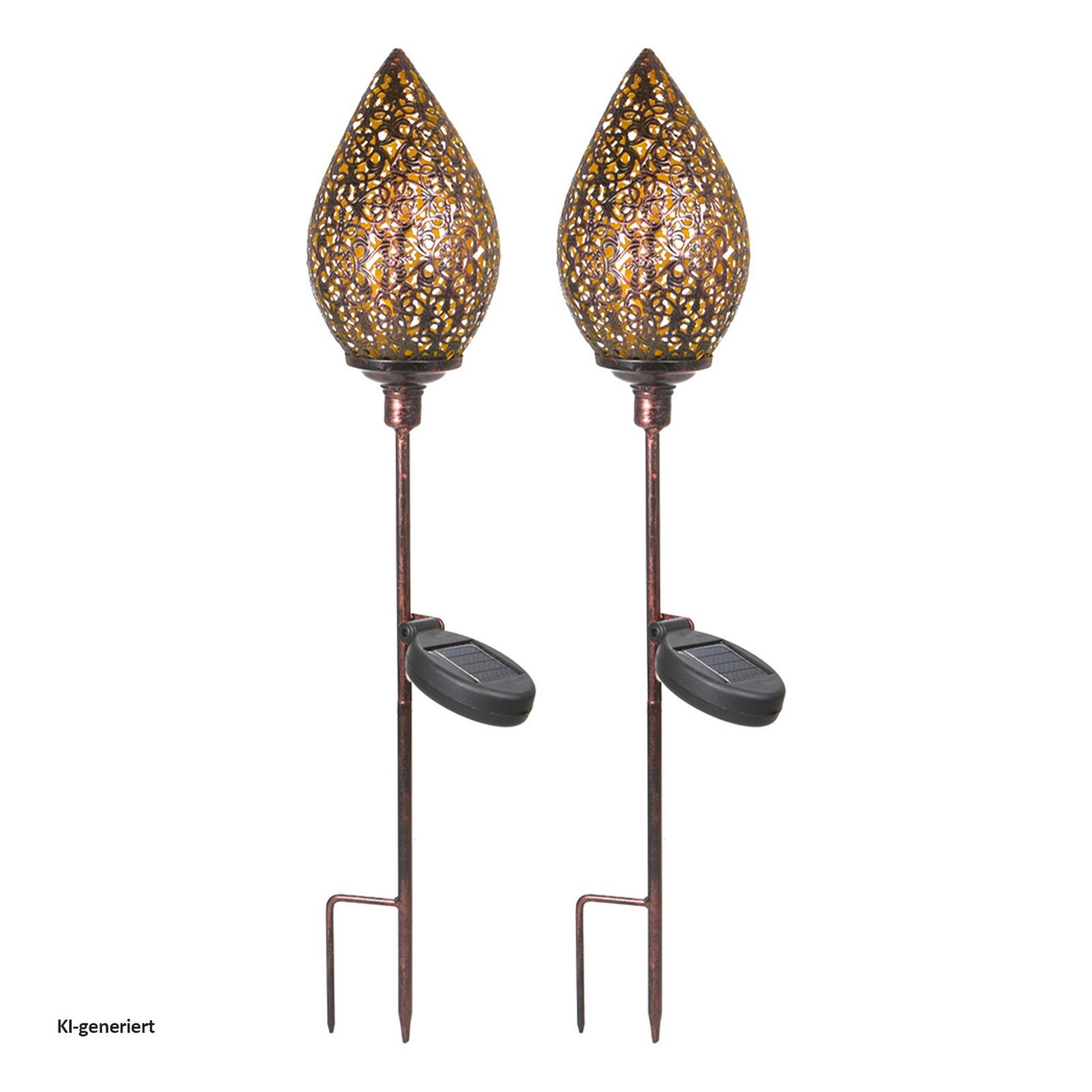 HTI-Living LED Solarleuchte Solarlampe Knospe 2er Set Soley, Solarstecker Gartenleuchte