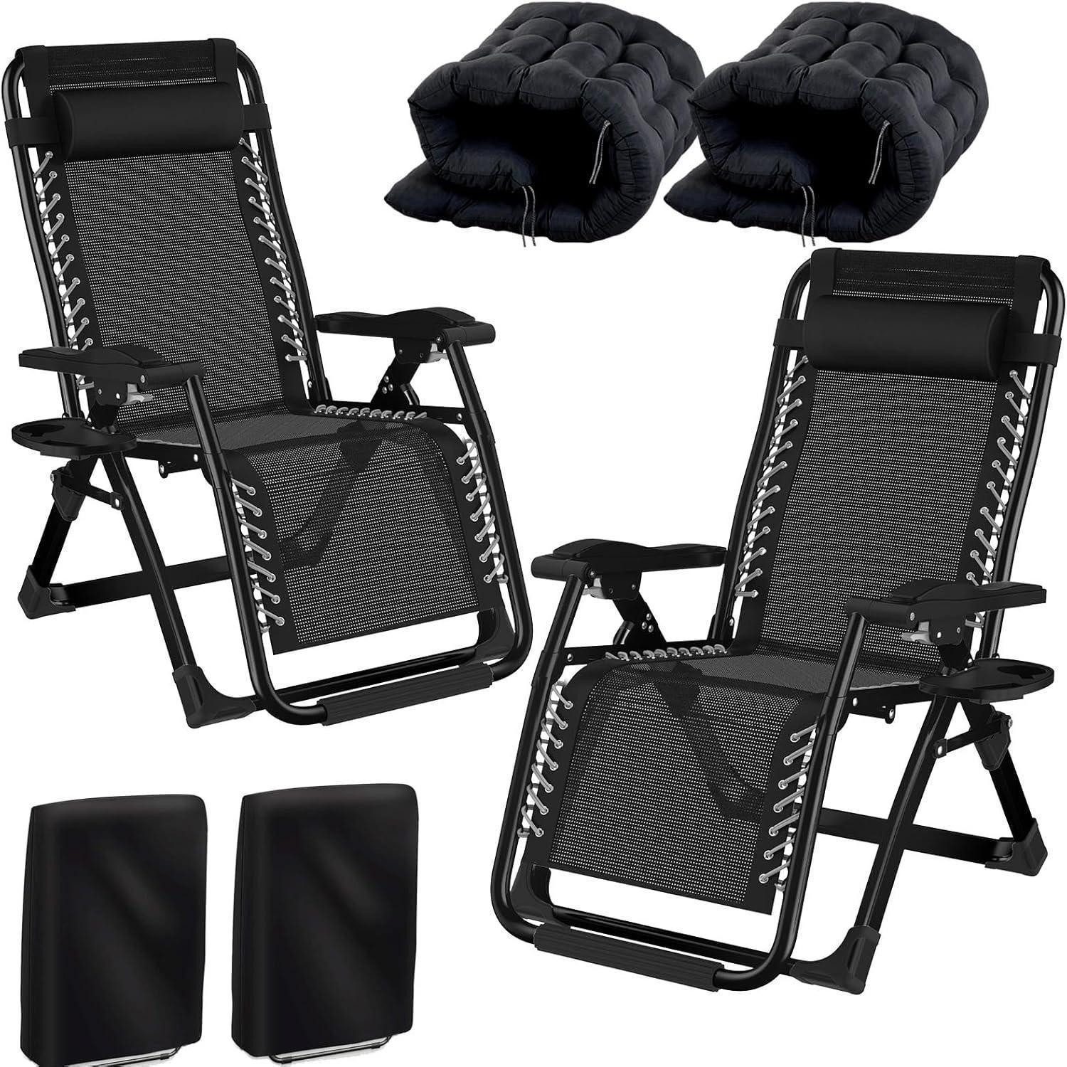 Fiutazge Gartenliege Liegestuhl Klappbar Sonnenliege Garten Extra Groß Schwarz