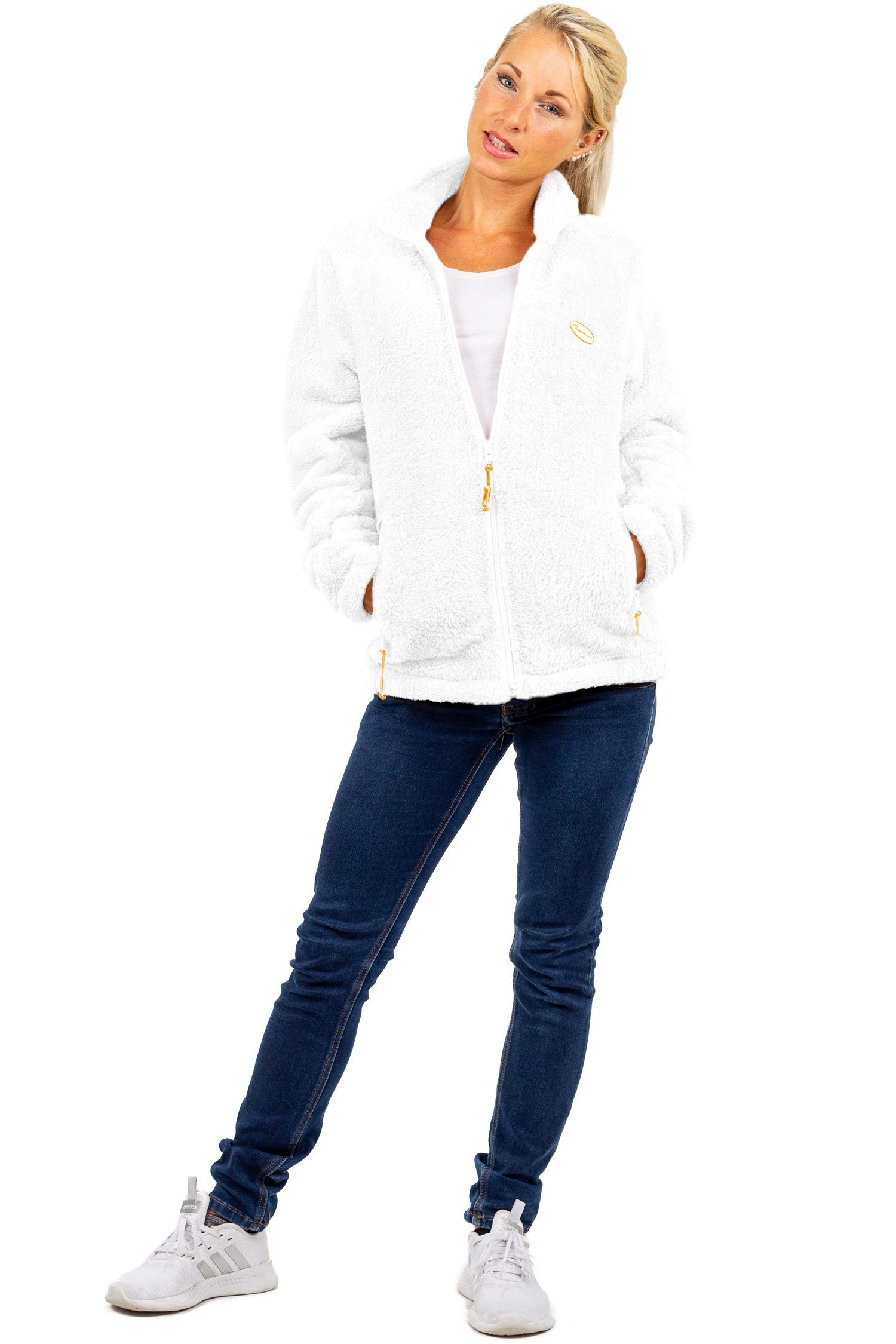 Reichstadt Fleecejacke Kuschelige Flauschige Jacke 22RSW002 Extravagante Reißverschluss-Anhänger