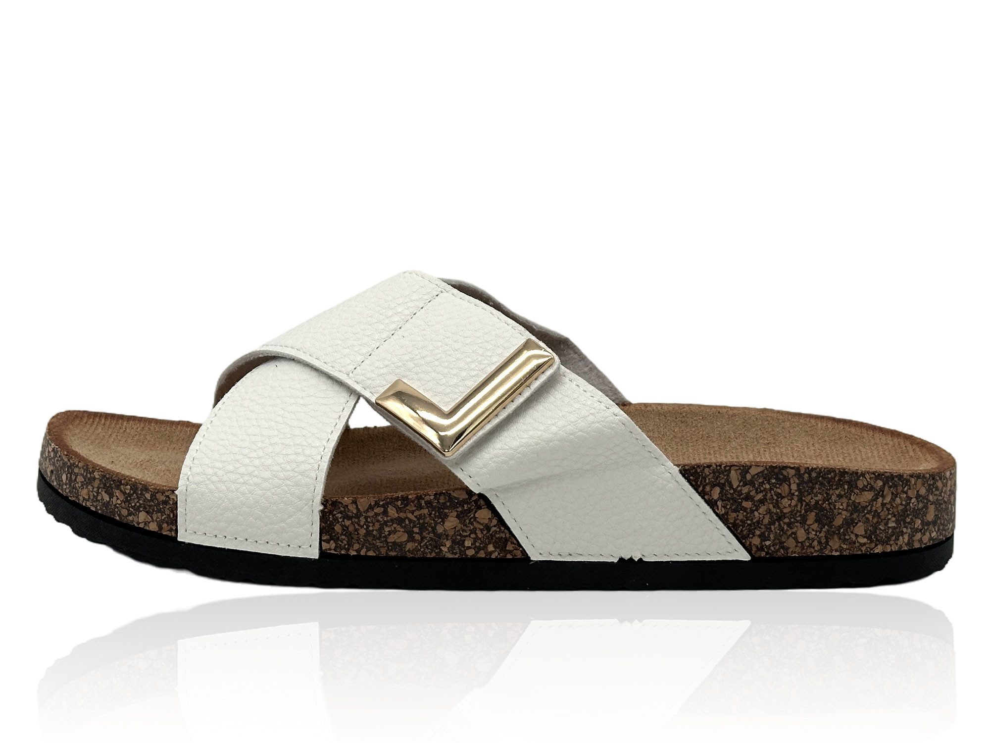 Damen Pantoletten – Bequeme Sommer Sandalen mit Korkoptik Pantolette