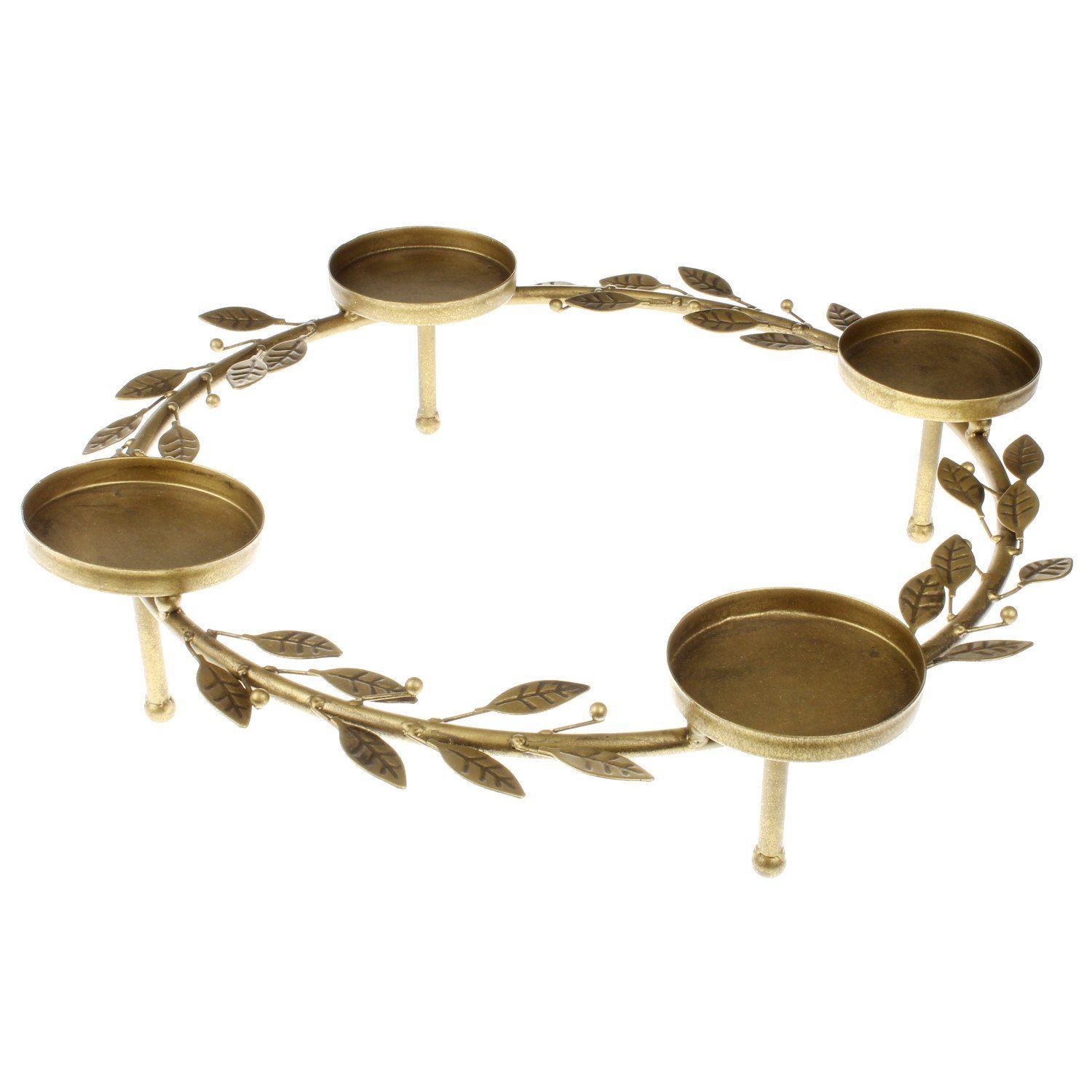 Macosa Home Adventskranz Tischdeko Kerzenkranz, 4 Blätter cm Weihnachtsdeko Advent 40 Landhaus Adventskranz Kerzenhalter Metallkranz Gold Adventsgesteck