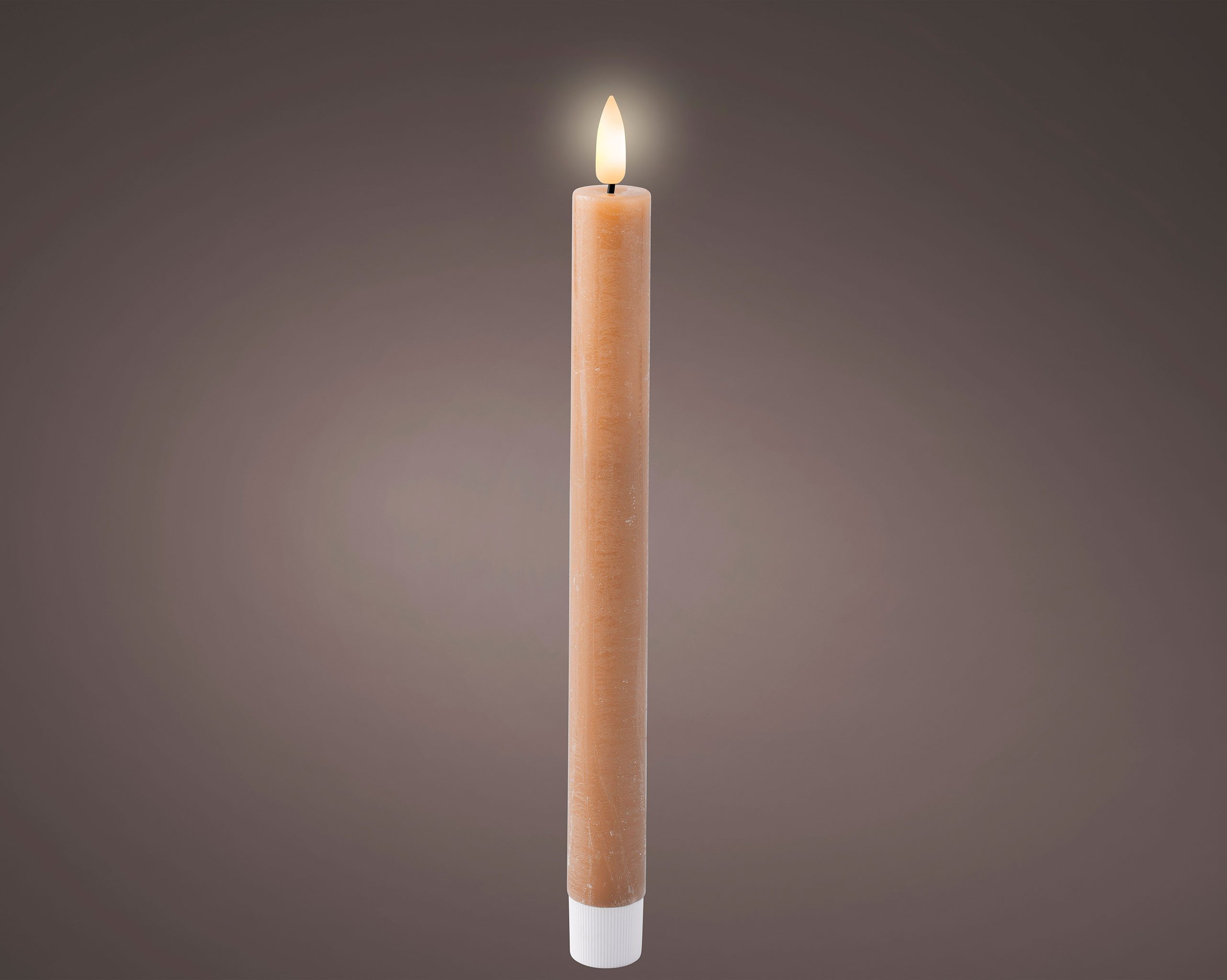 Lumineo LED-Kerze, Timer, warmweiß, LED Kerzen 24cm mit Timerfunktion Wachs 2 Stück Hellbraun / Warmweiß