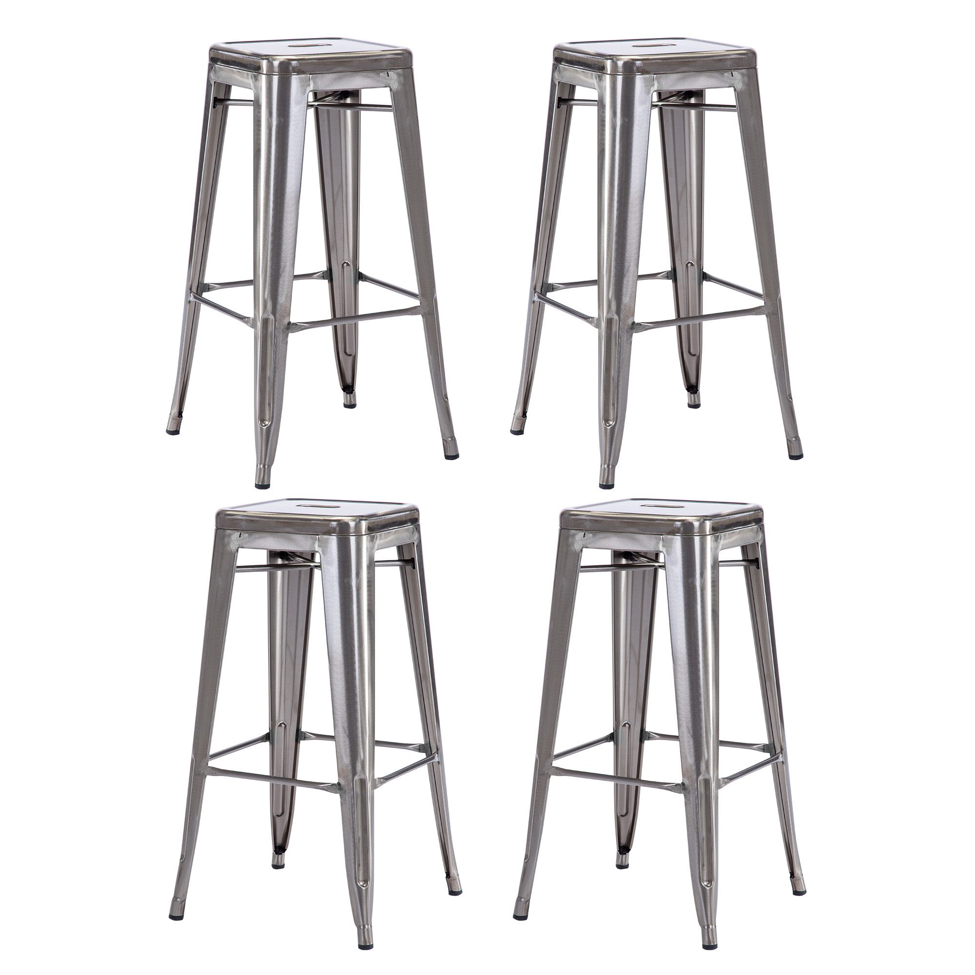 Duhome Barhocker (665D), Barstuhl Tresenhocker, Stapelbar Metall Bistrohocker mit Fußstütze