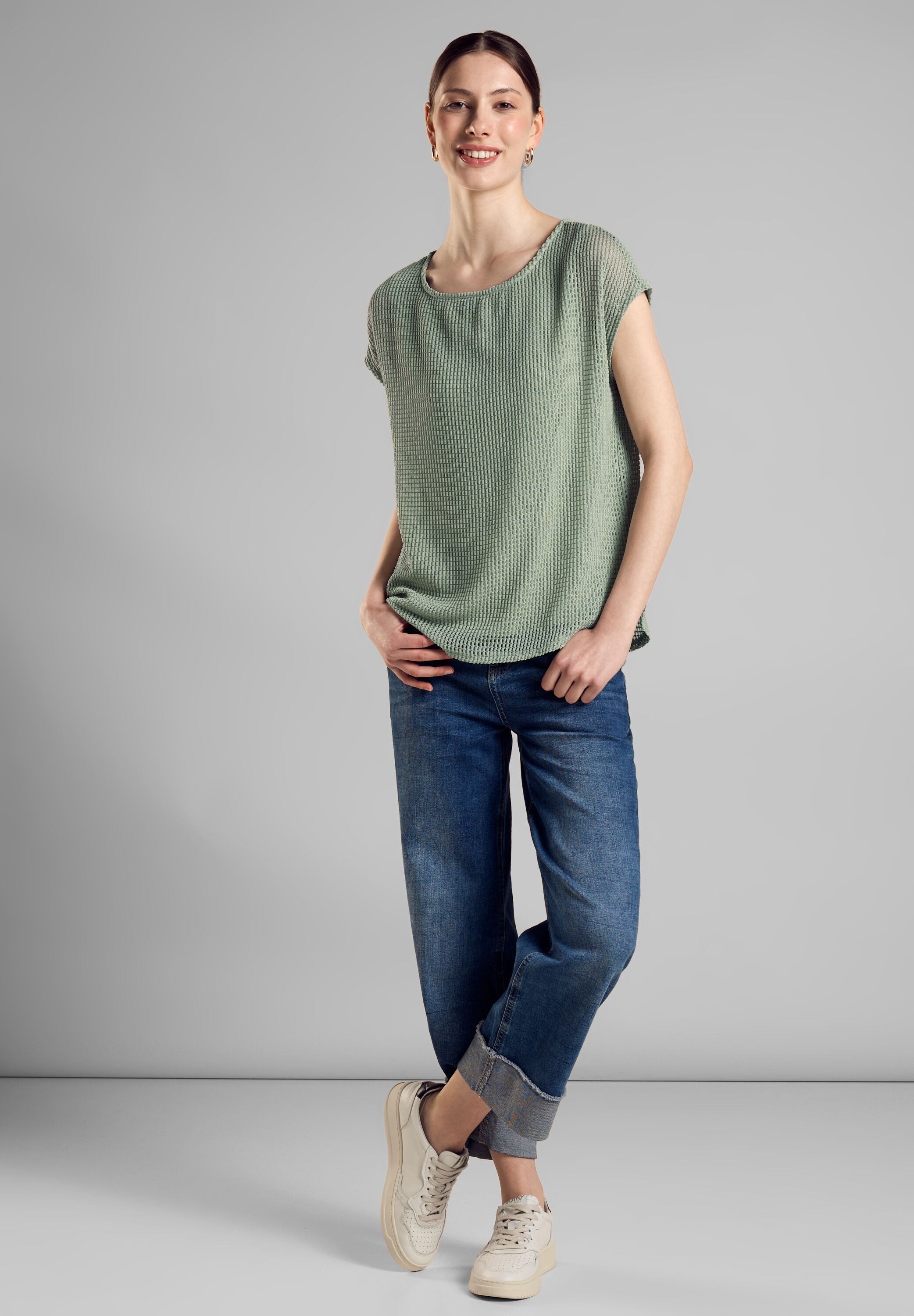 STREET ONE 2-in-1-Shirt mit Mesh Struktur Oberstoff