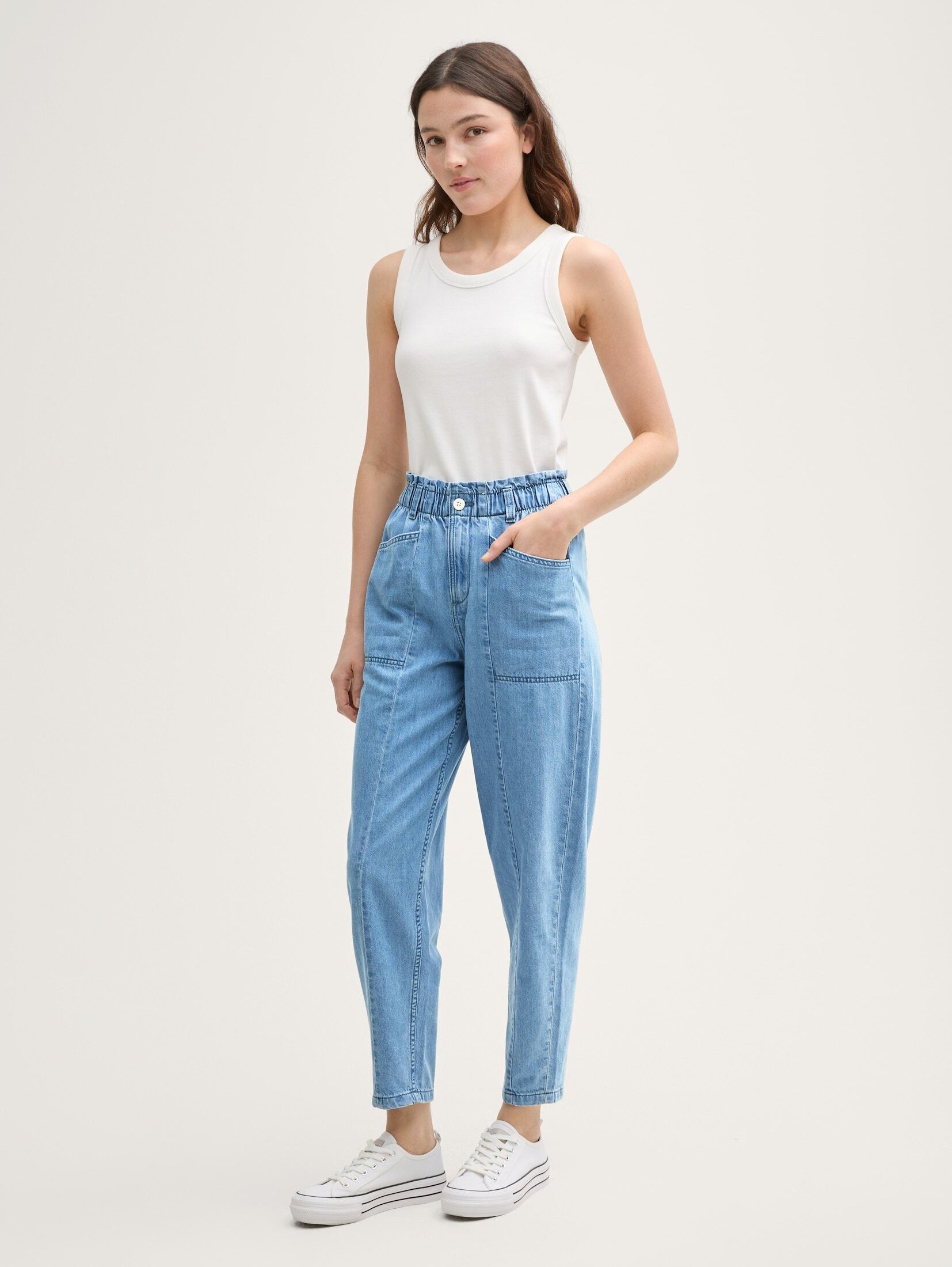 TOM TAILOR Denim Weite Jeans Paperbag günstig online kaufen