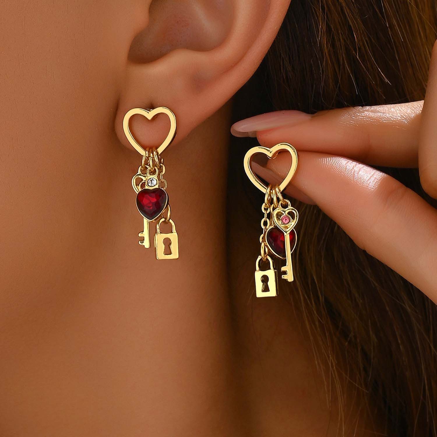 trends for living Ohrring-Set Herzförmige Ohrringe diamantbesetzte schlossf günstig online kaufen